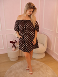 Brown Maya Polka Dot Dress