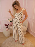 Beige Anna Polka Dot Jumpsuit