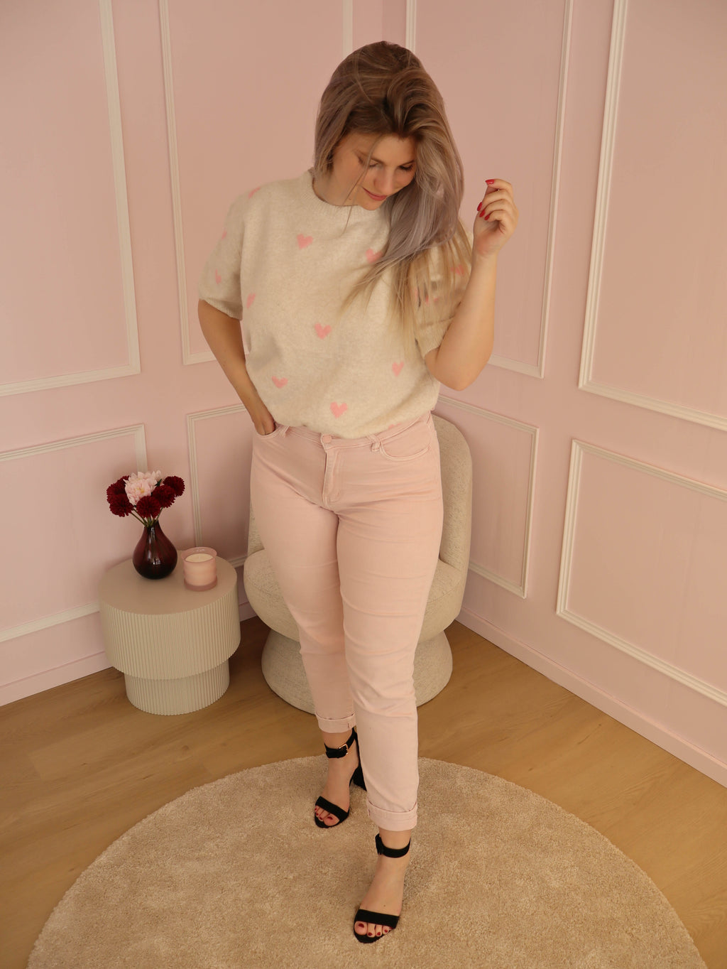 Beige Heart Sweater