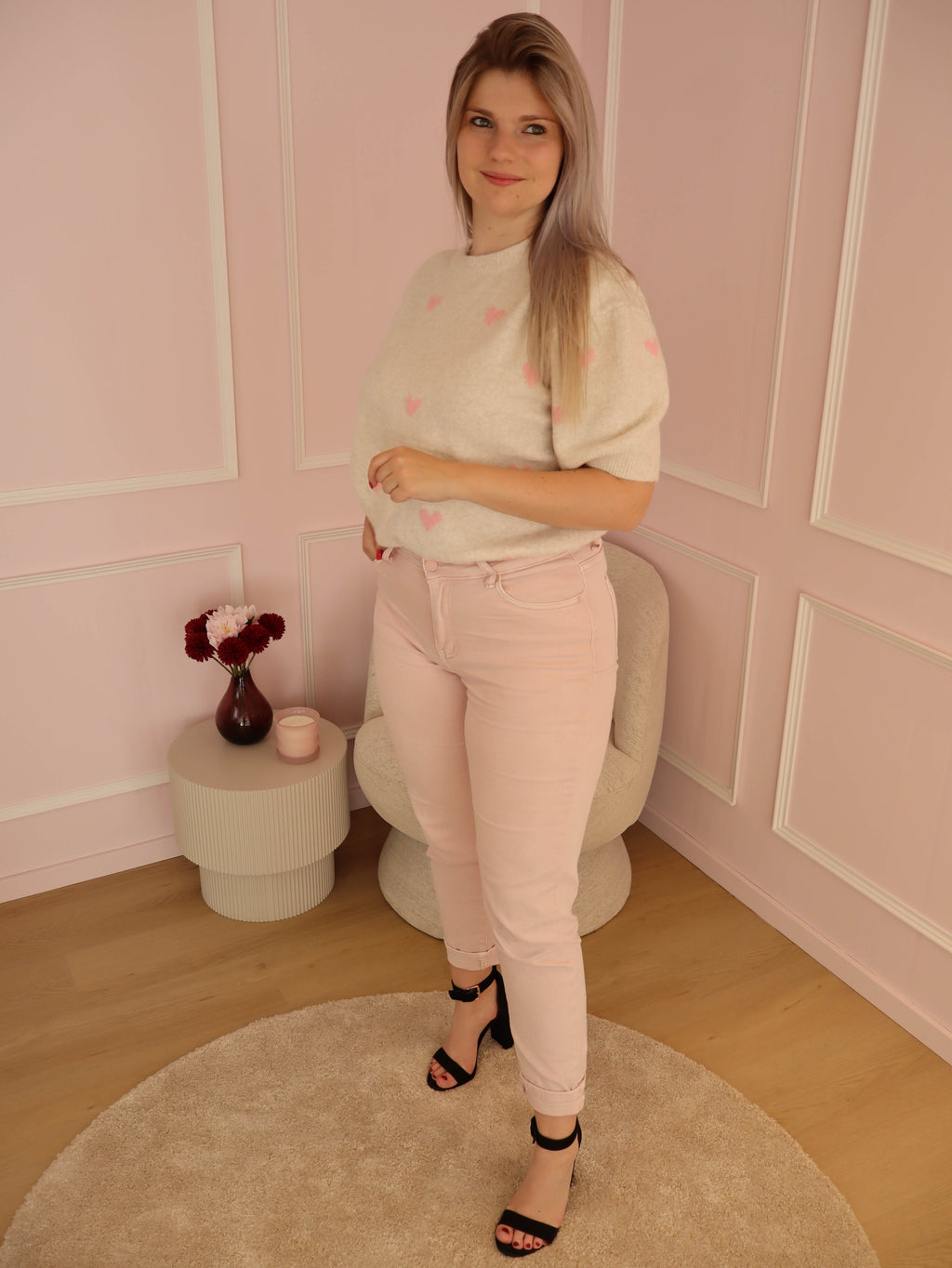 Beige Heart Sweater