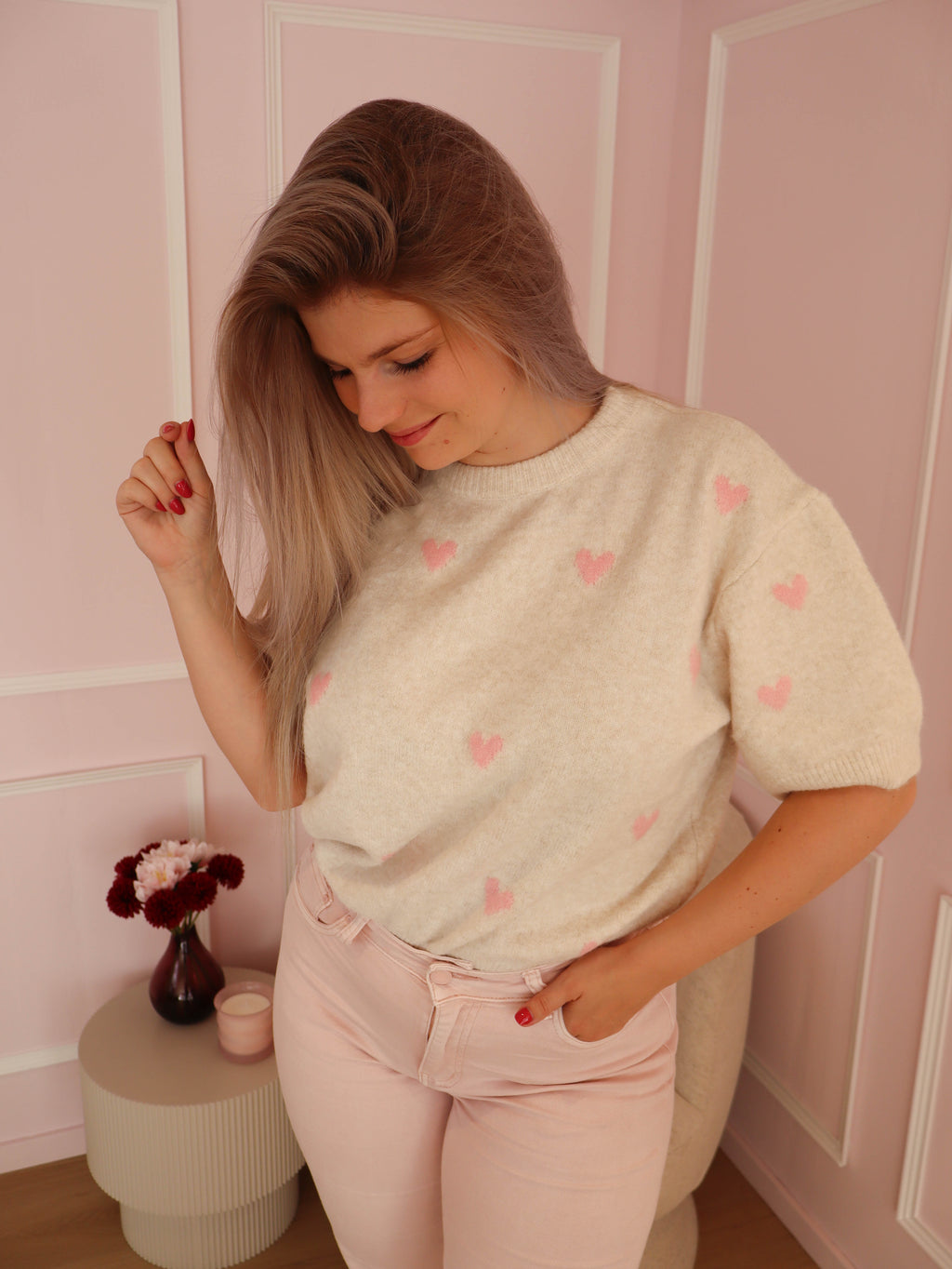 Beige Heart Sweater