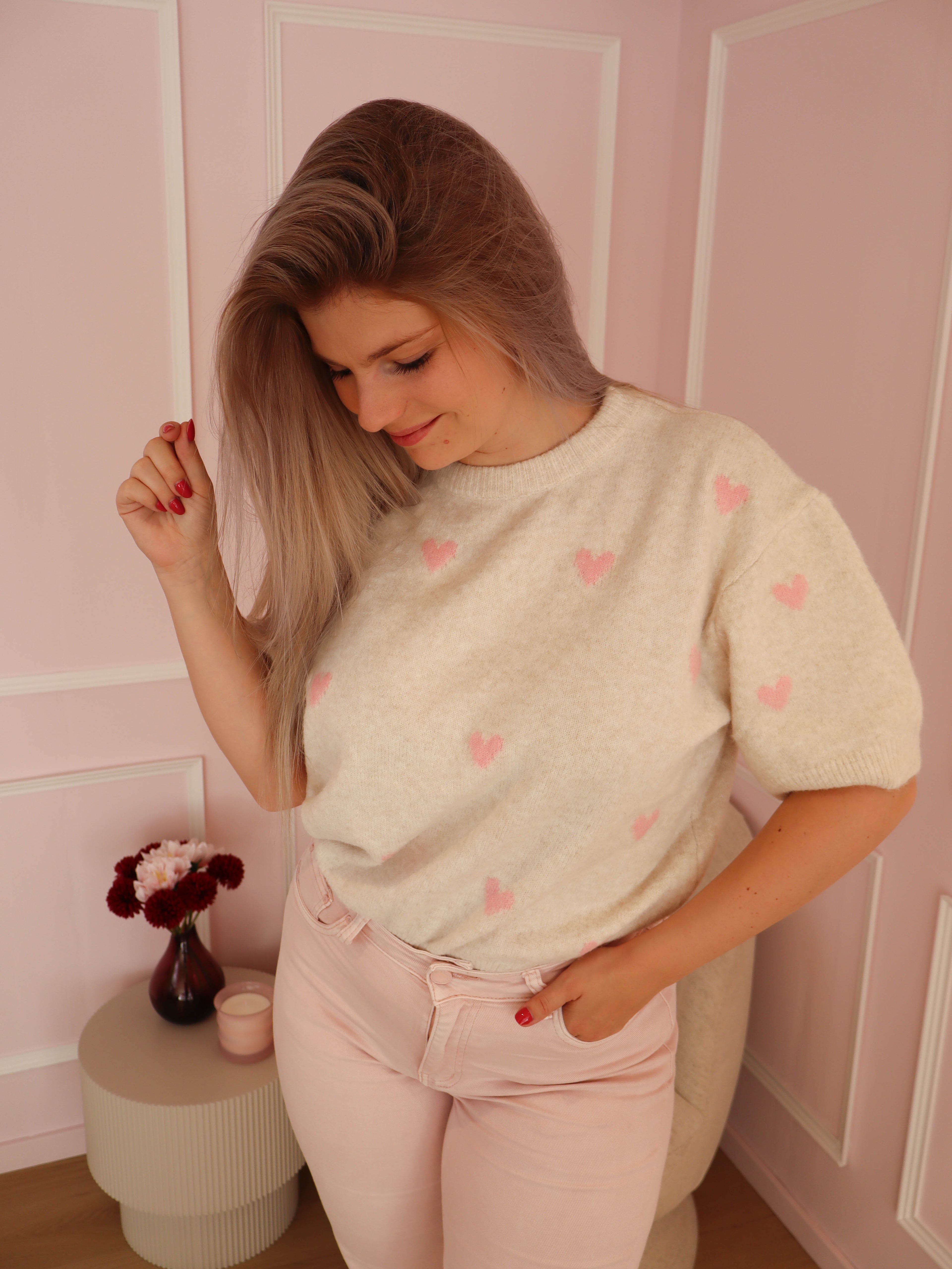 Beige Heart Sweater