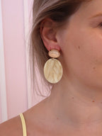 Beige Marble Oval  Earring