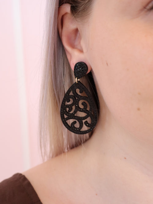 Black Teardrop Earring