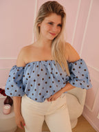Blue Ashley Polka Dot Top