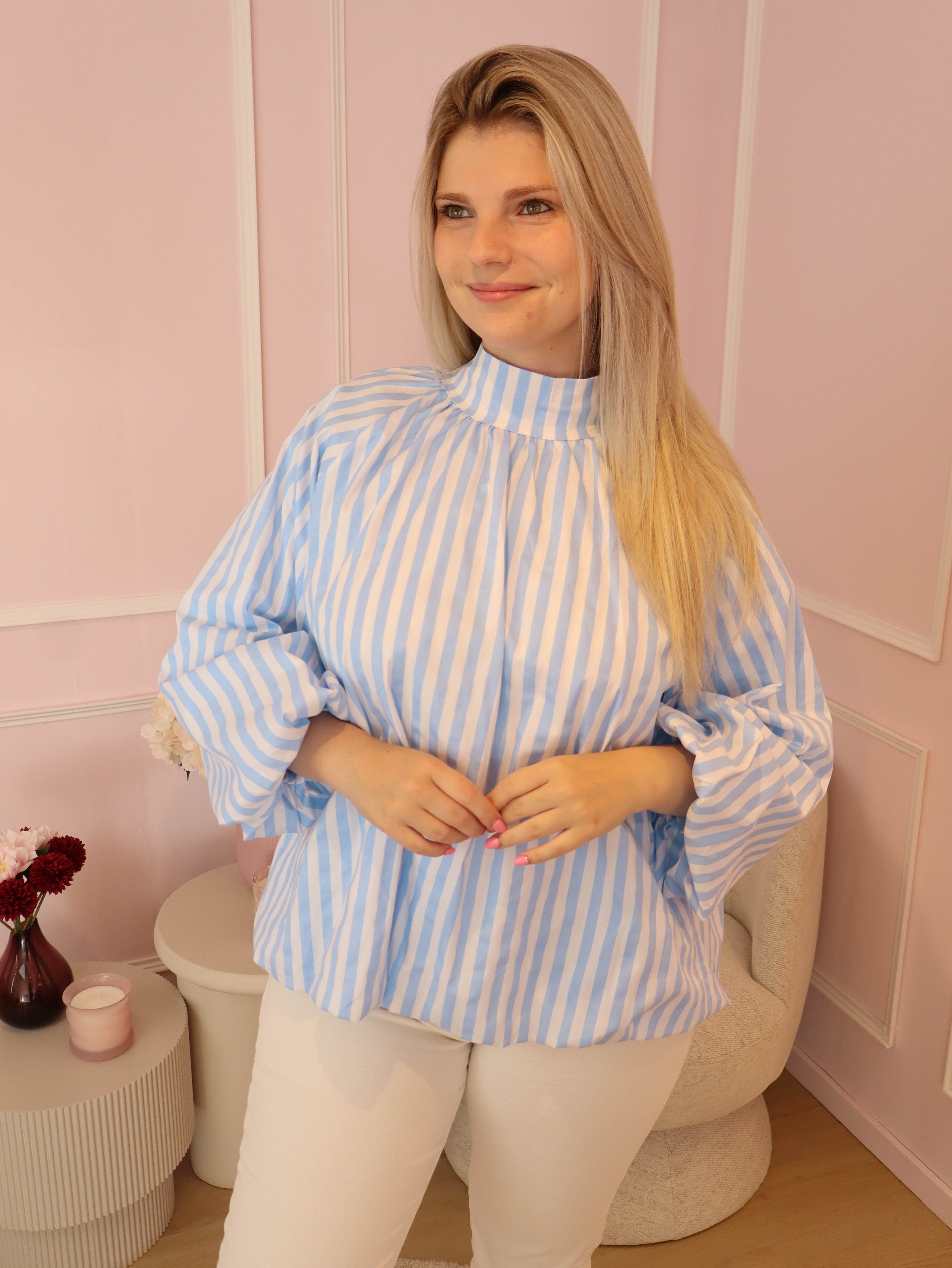 Blue Leonie Bow Blouse
