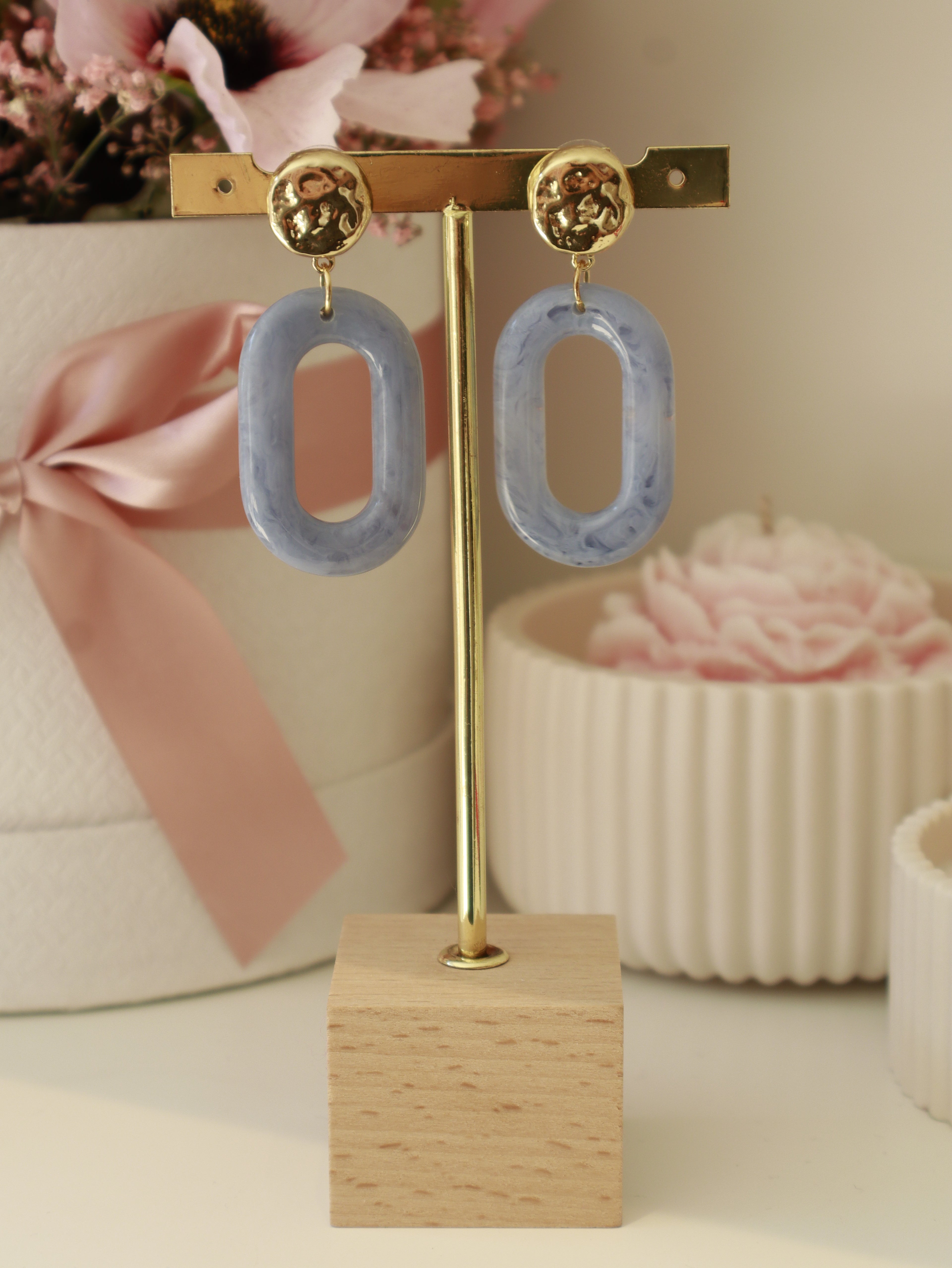 Blue Oval Earring