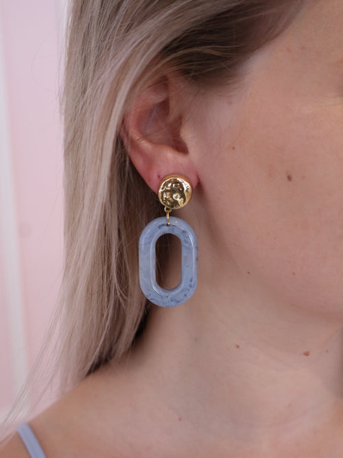 Blue Oval Earring
