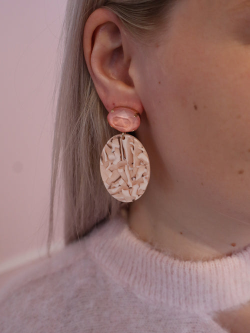 Blush Marble Oval Earring