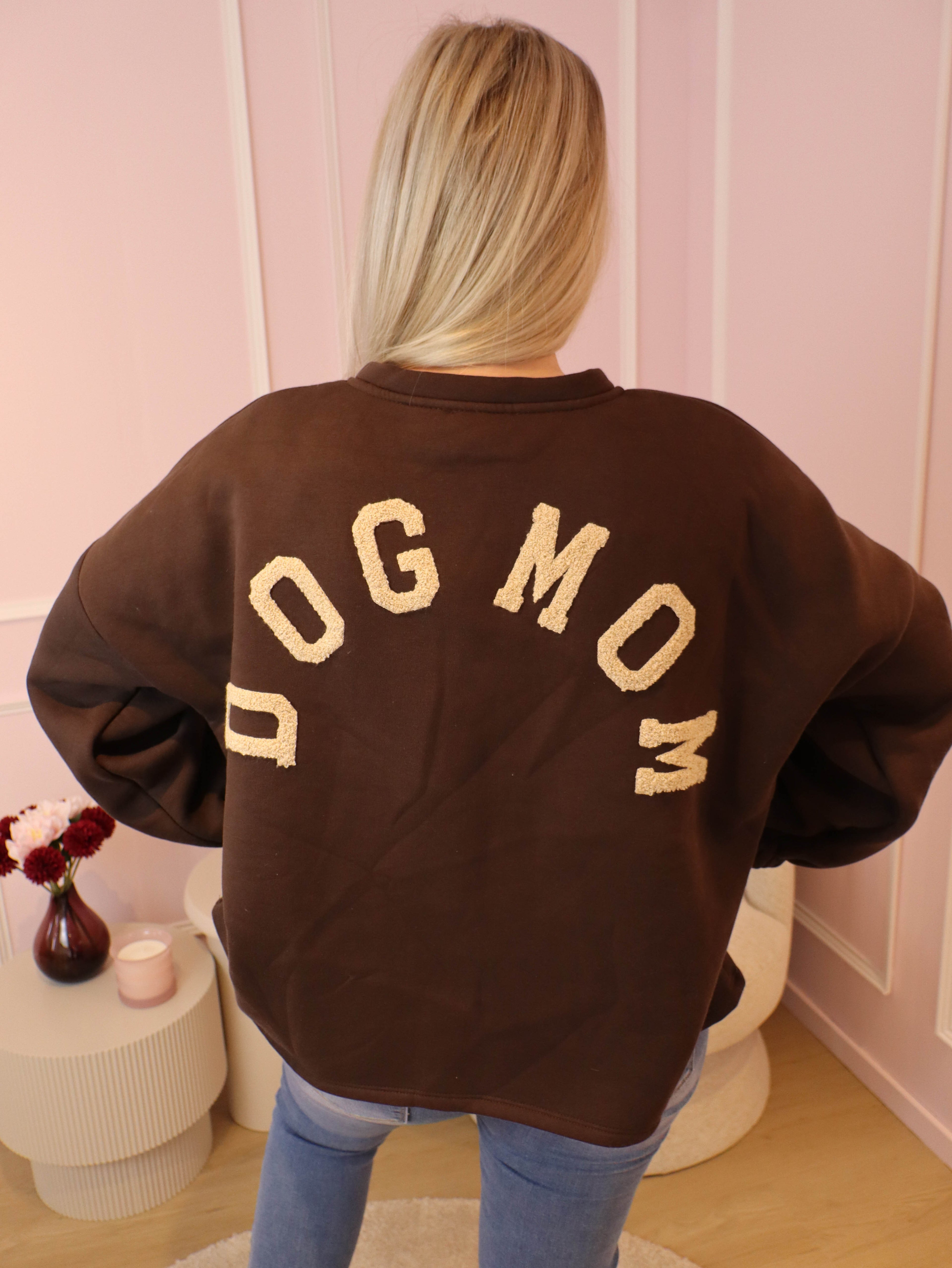 Brown & Beige Dog Mom Sweater