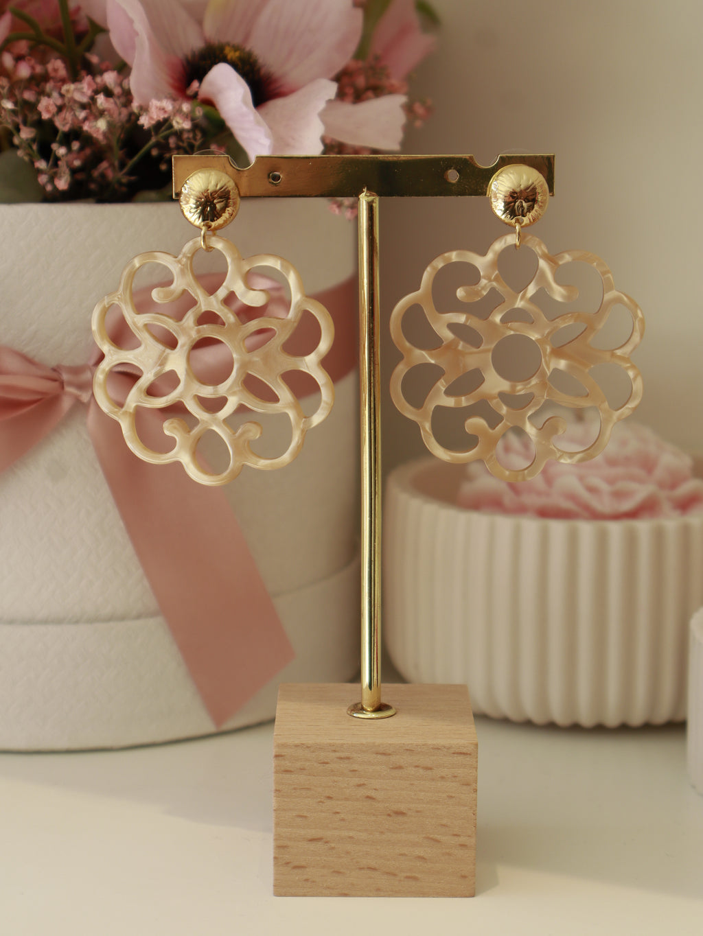 Champagne Rosette Earring