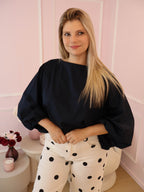 Dark Navy Everly Blouse