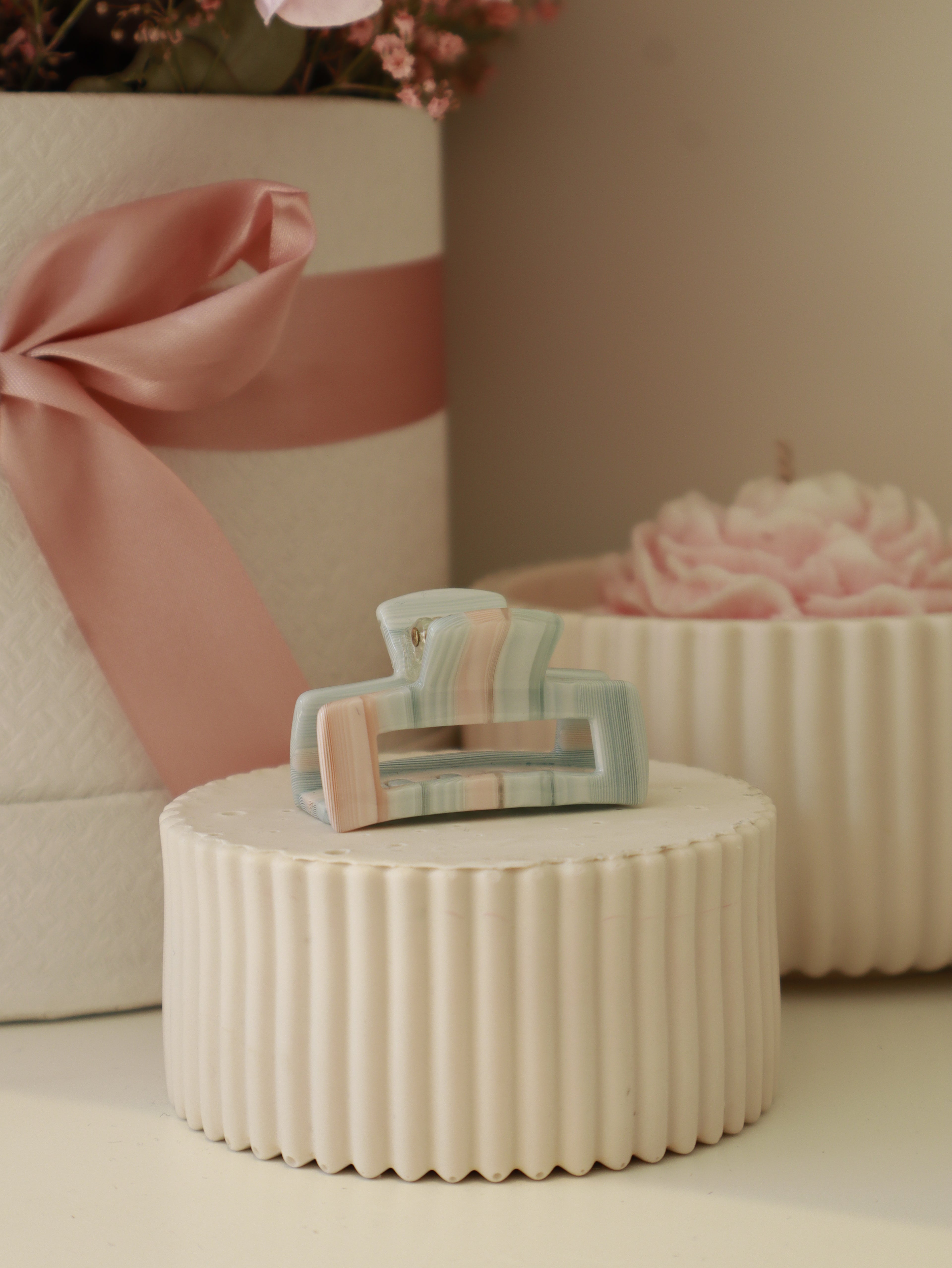 Gestreept Turquoise-Roze Bo Clip