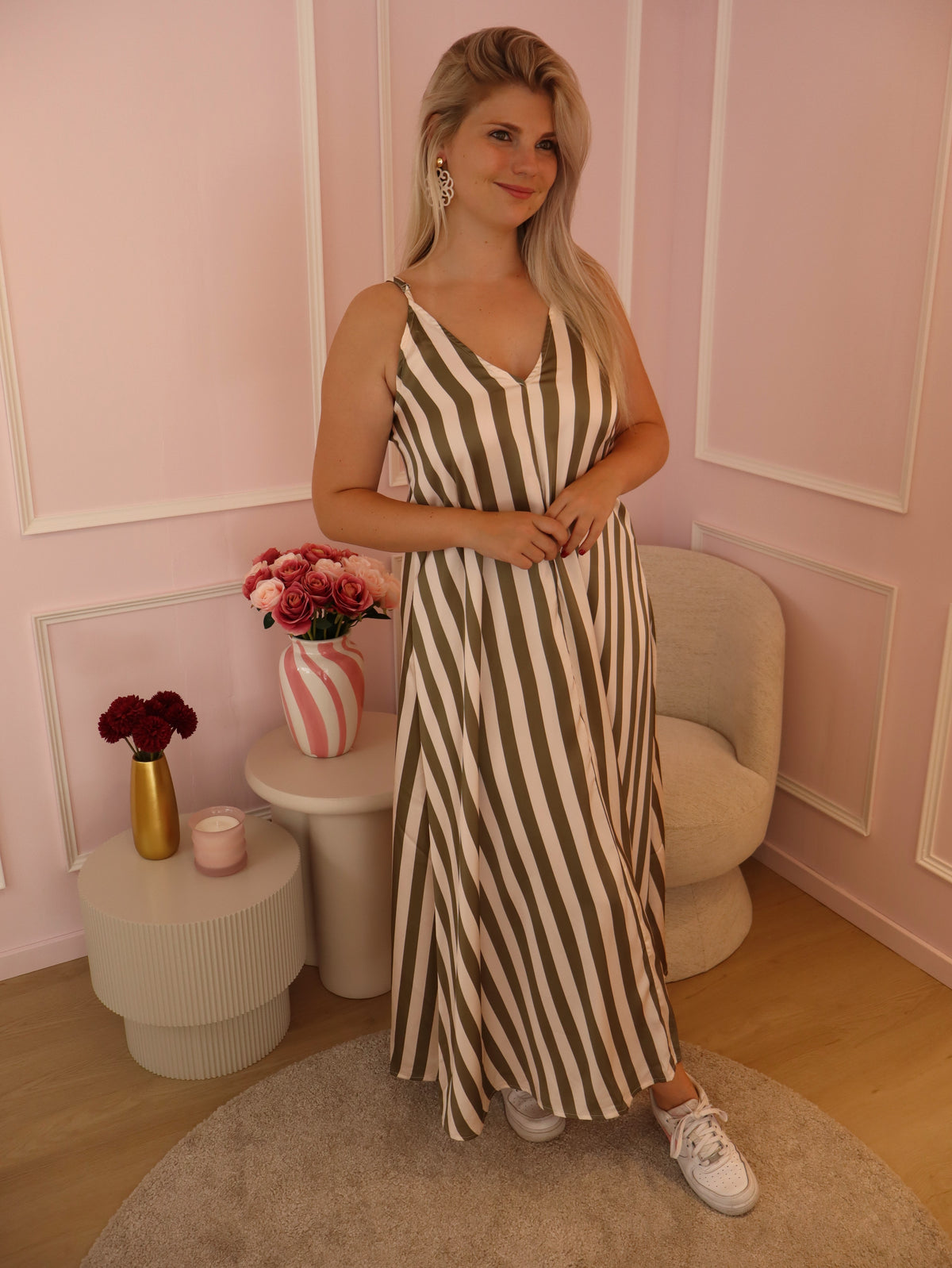 Green Striped Diny Dress