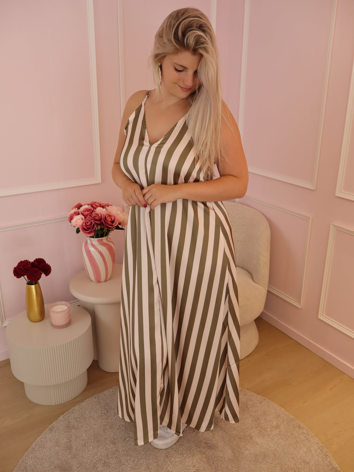 Green Striped Diny Dress