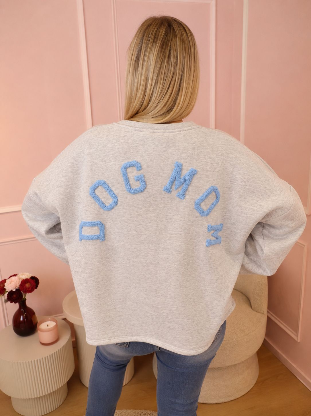 Grey & Blue Dog Mom Sweater