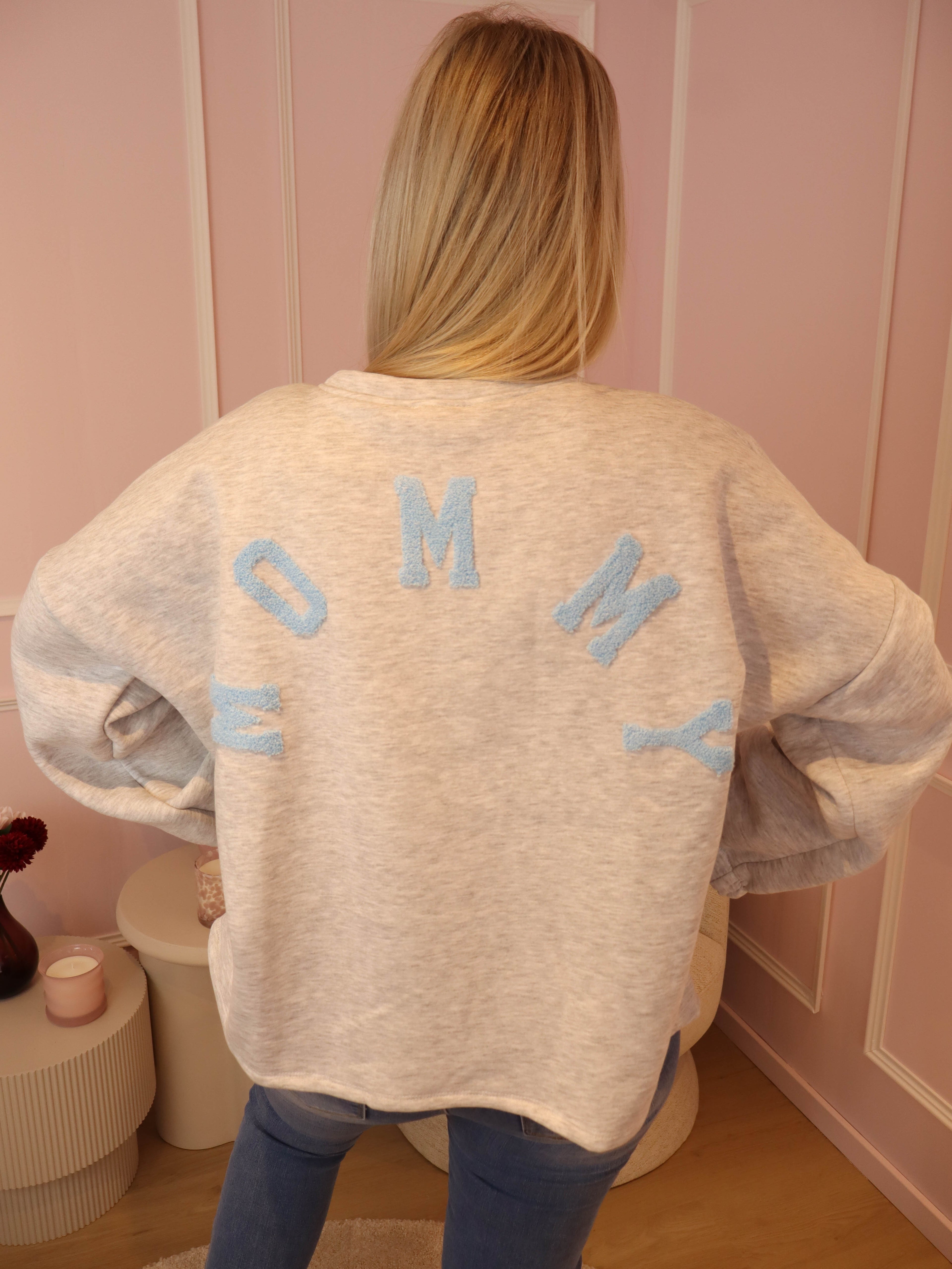 Grey & Blue Mommy Sweater