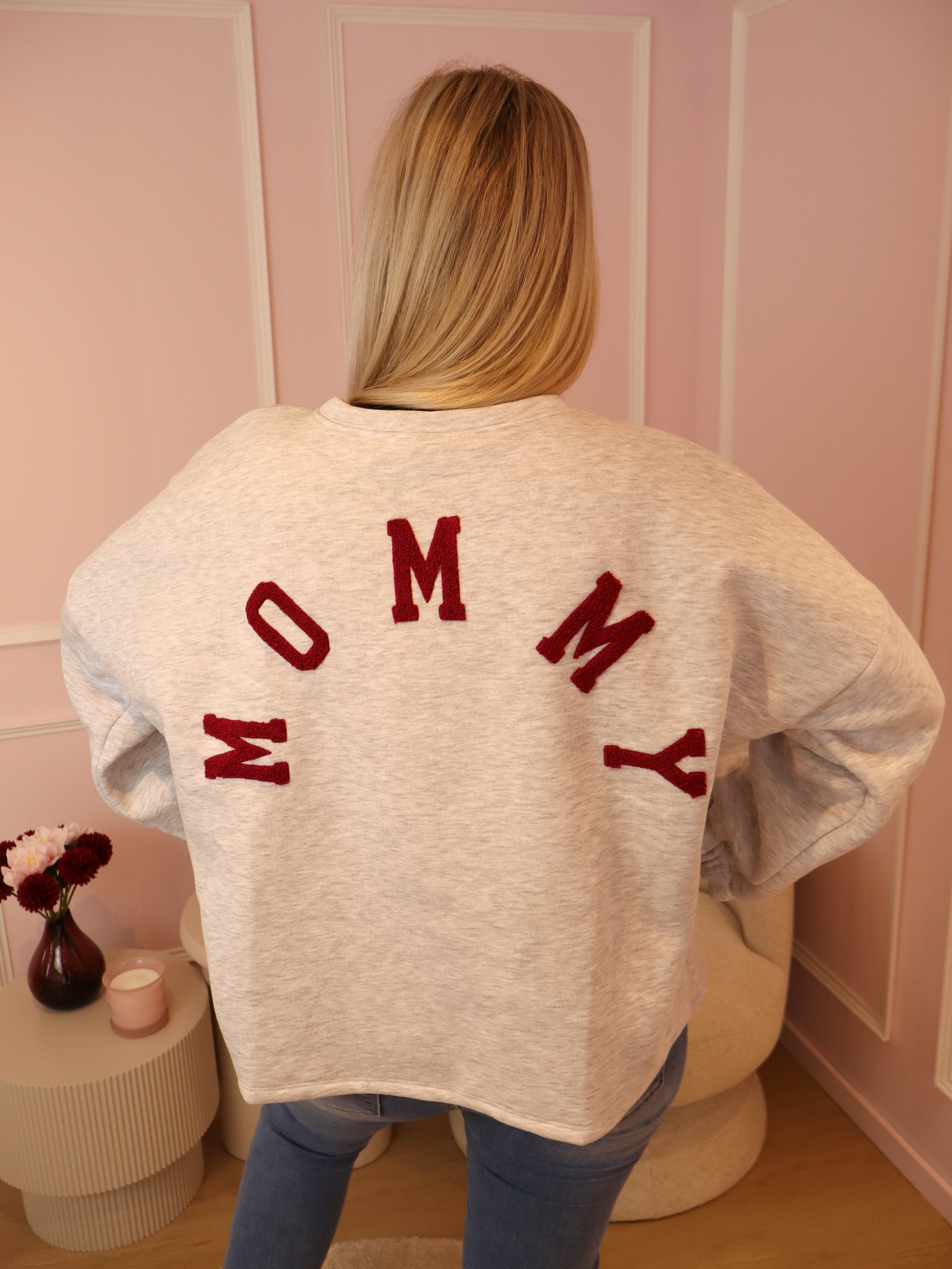 Grey & Bordeaux Mommy Sweater