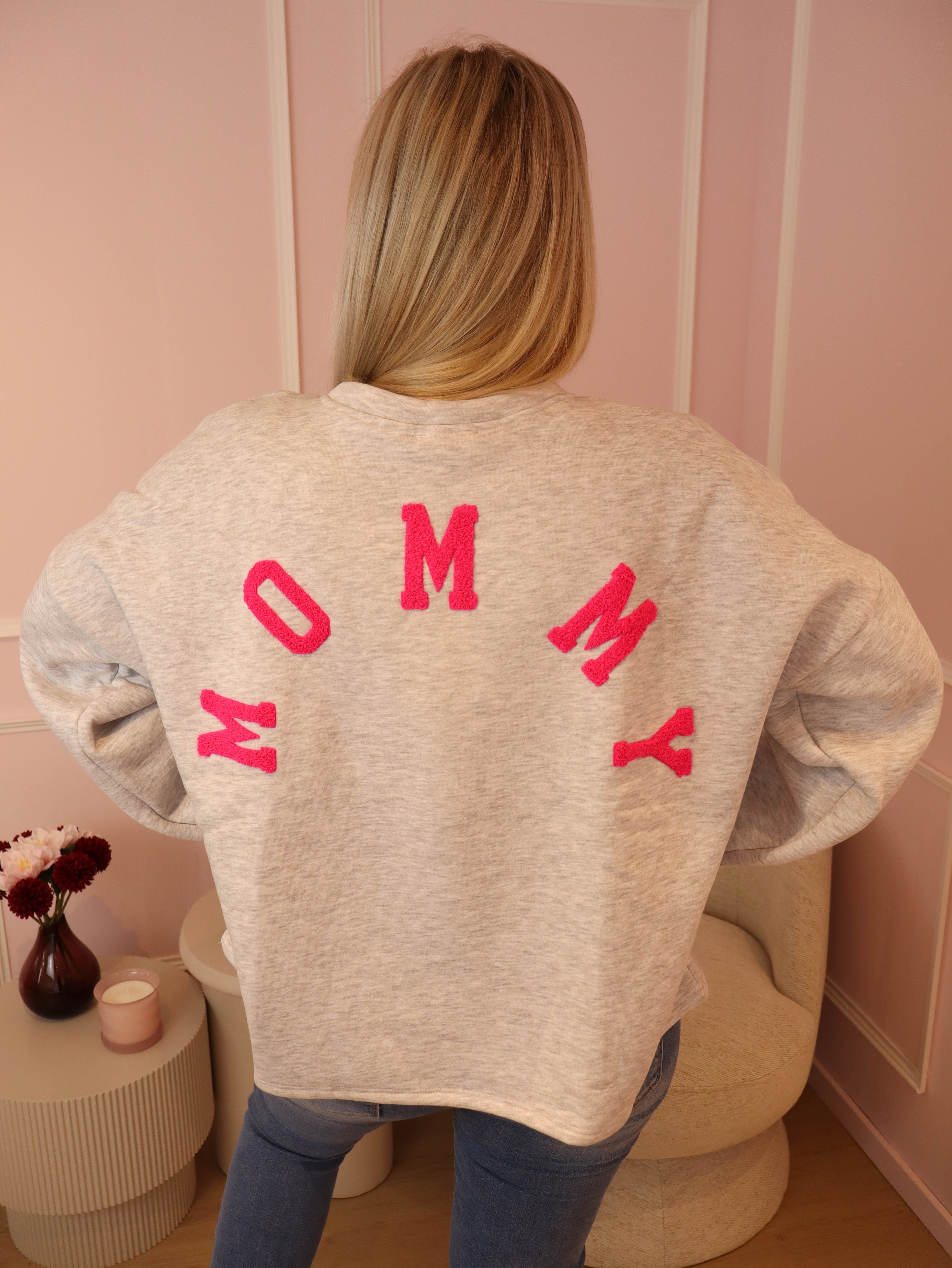 Grey & Fuchsia Mommy Sweater