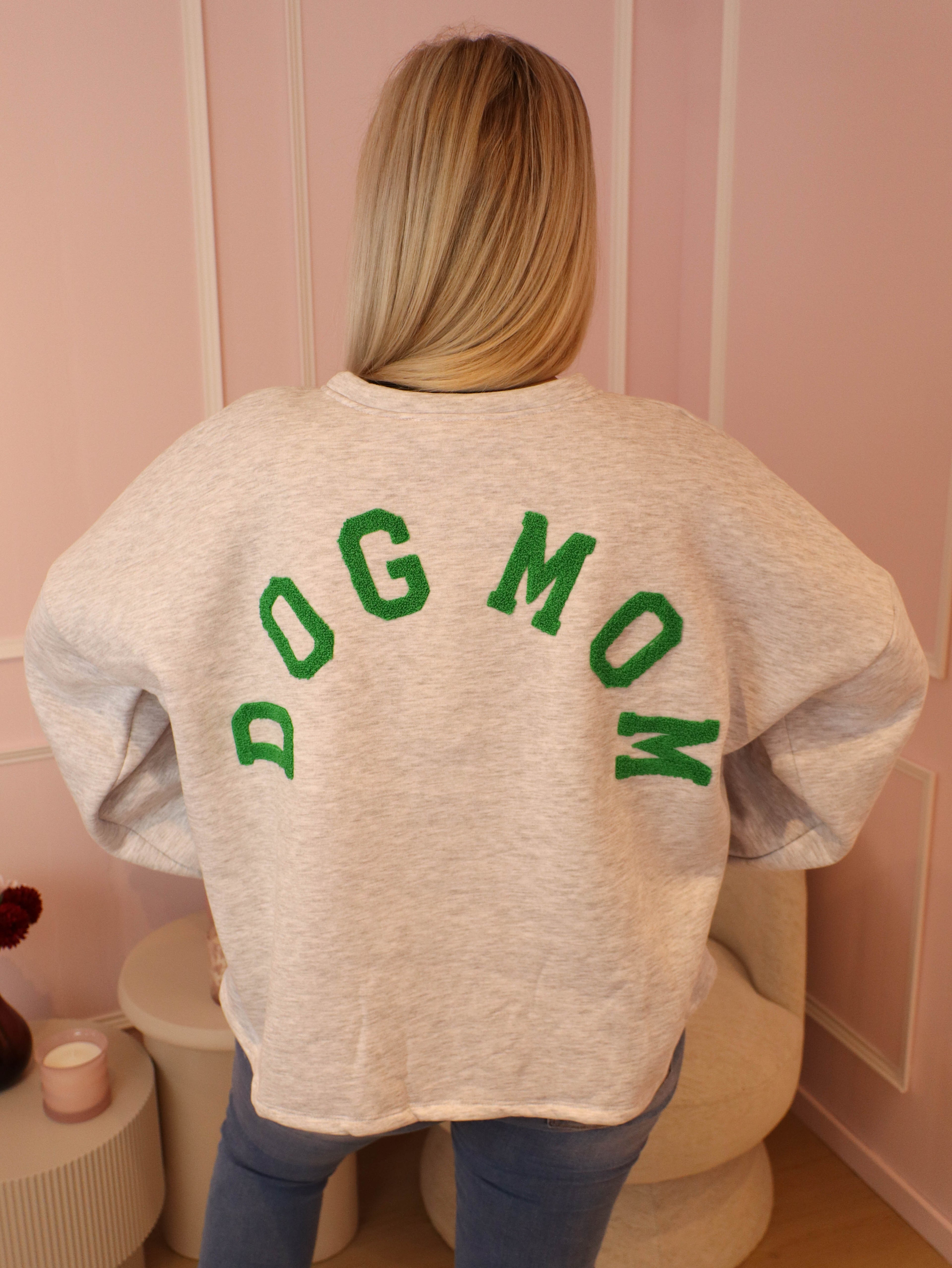 Grey & Green Dog Mom Sweater