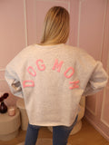 Grey & Pink Dog Mom Sweater
