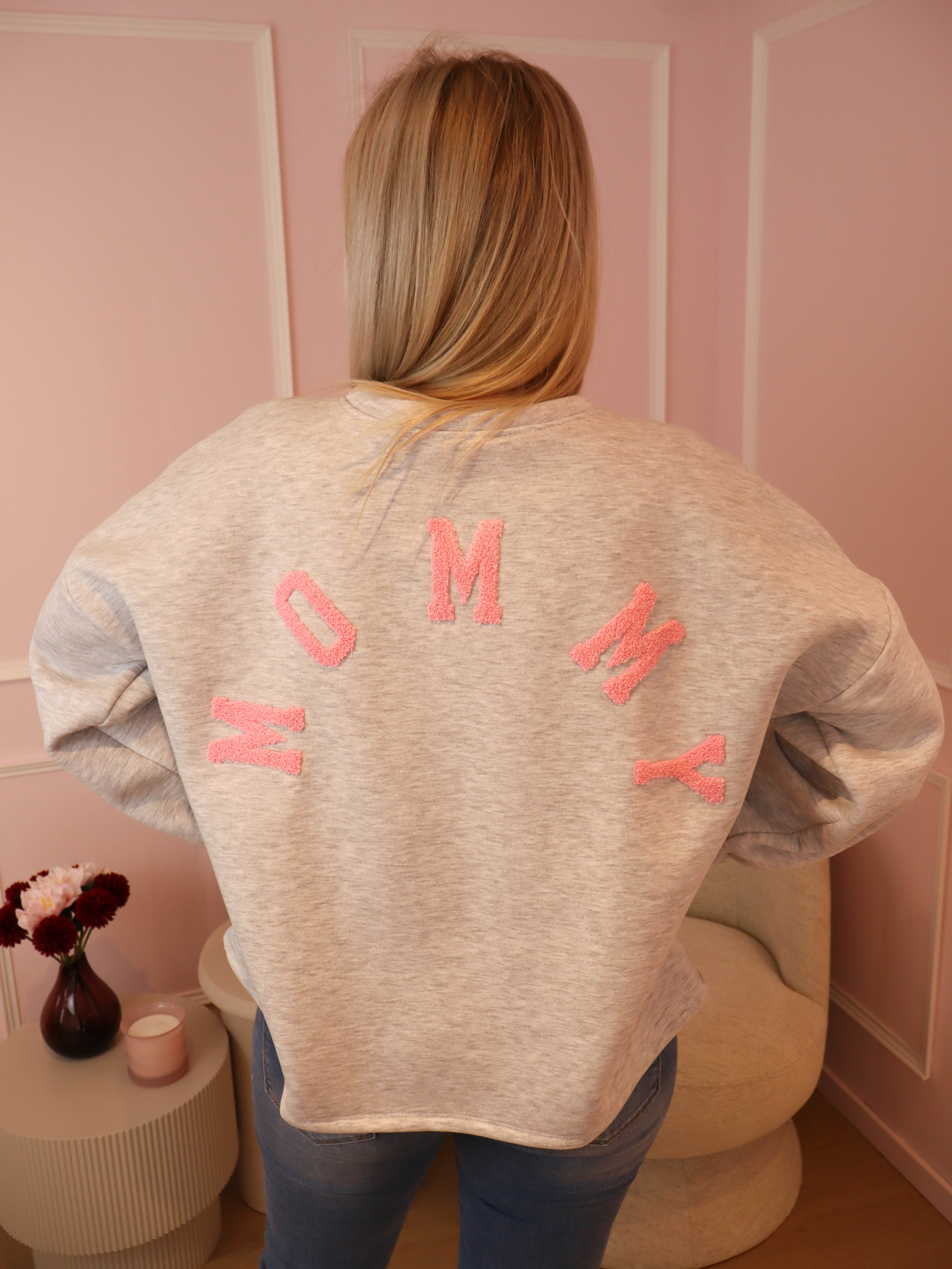 Grey & Pink Mommy Sweater