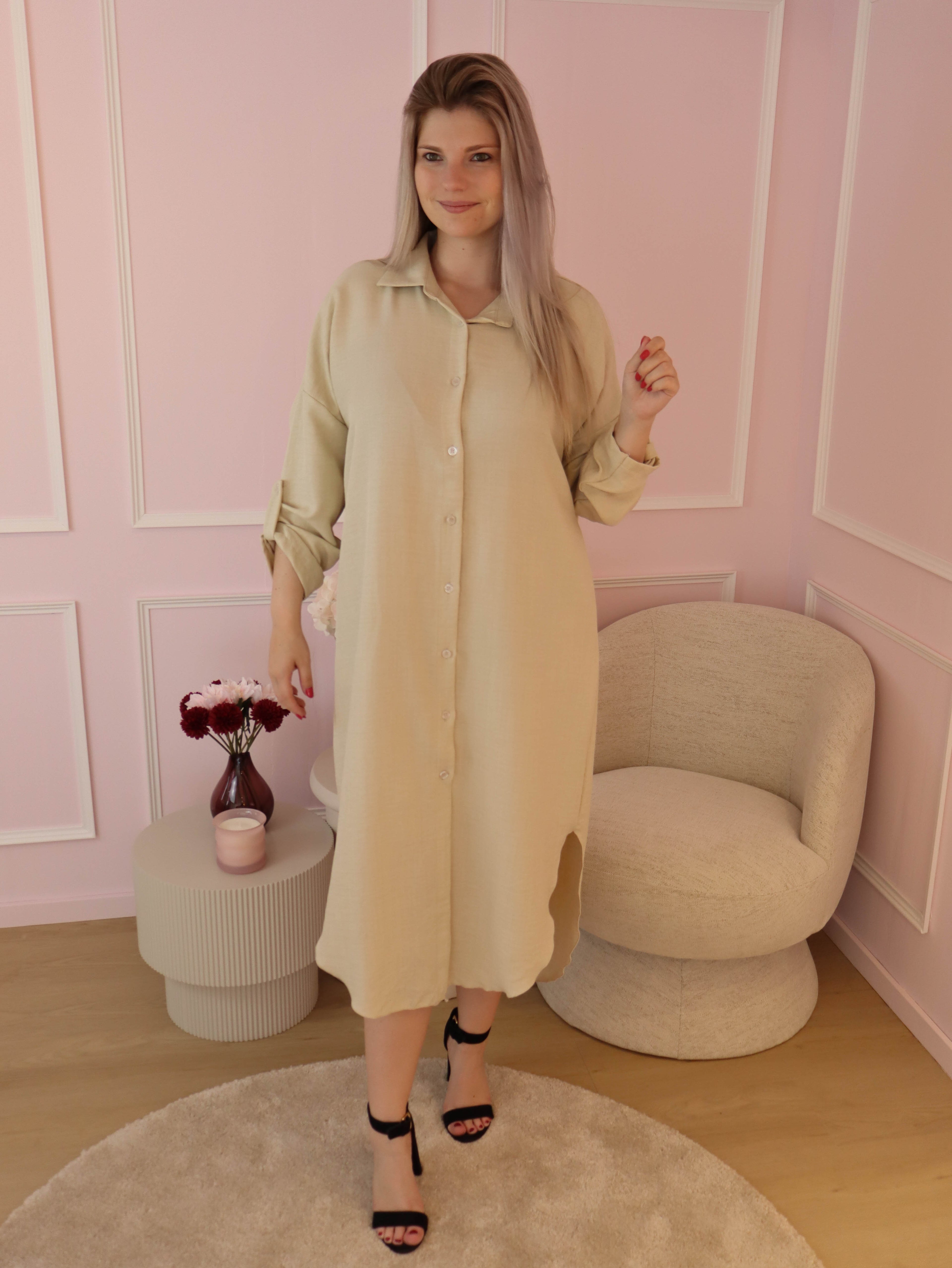 Long Beige Daphne Dress