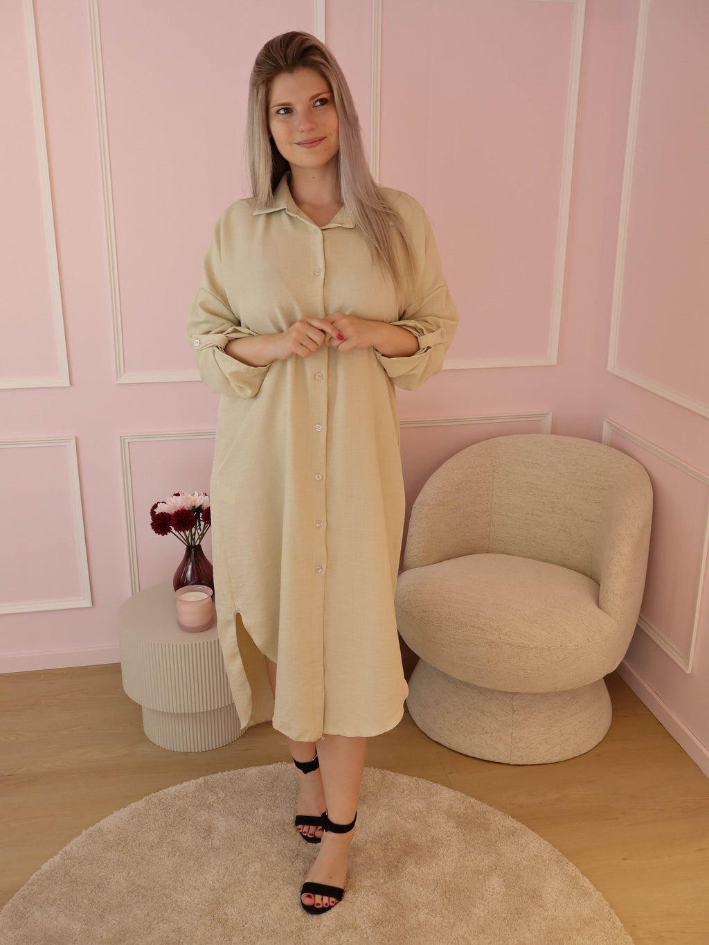 Long Beige Daphne Dress