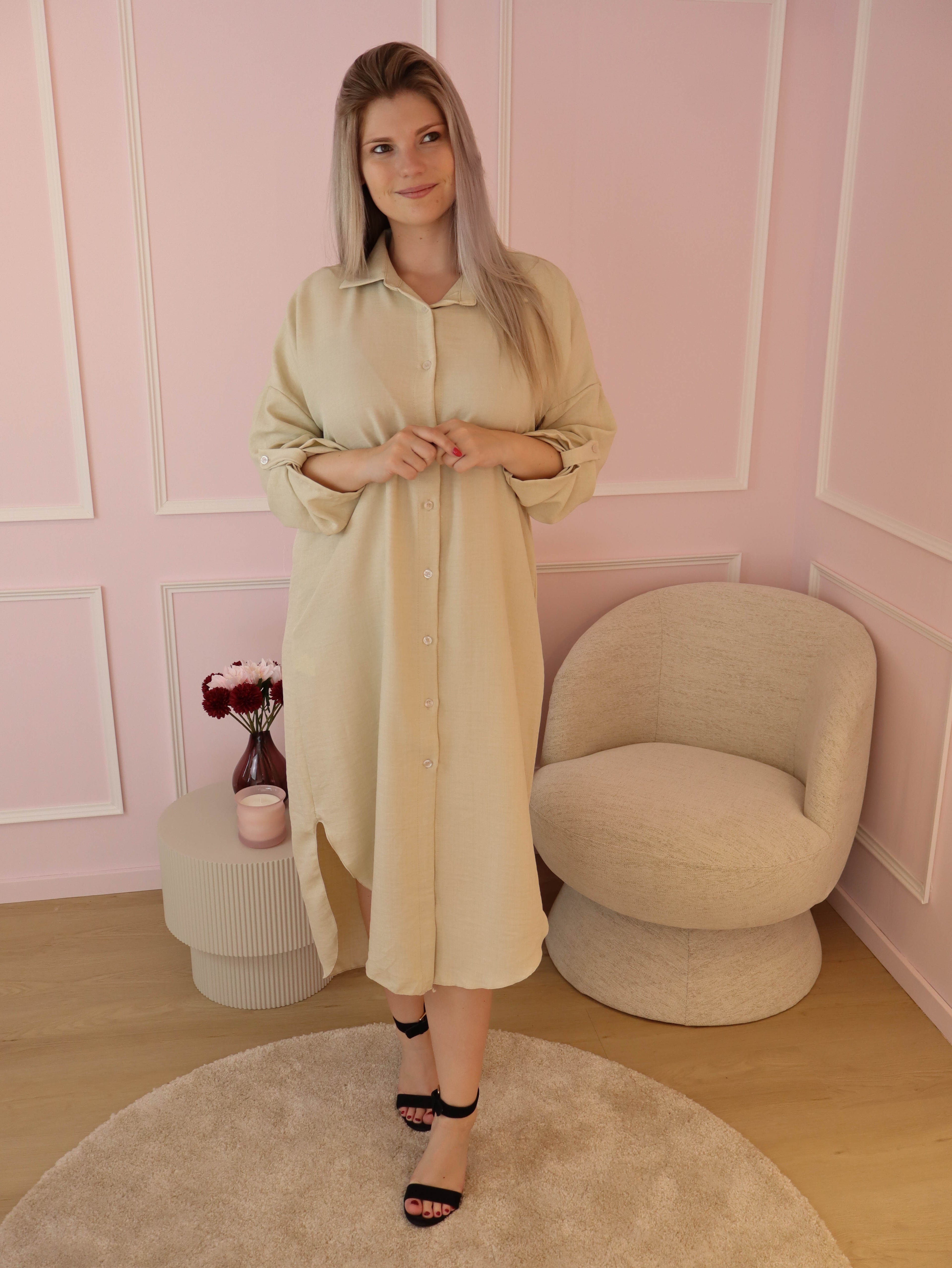 Long Beige Daphne Dress