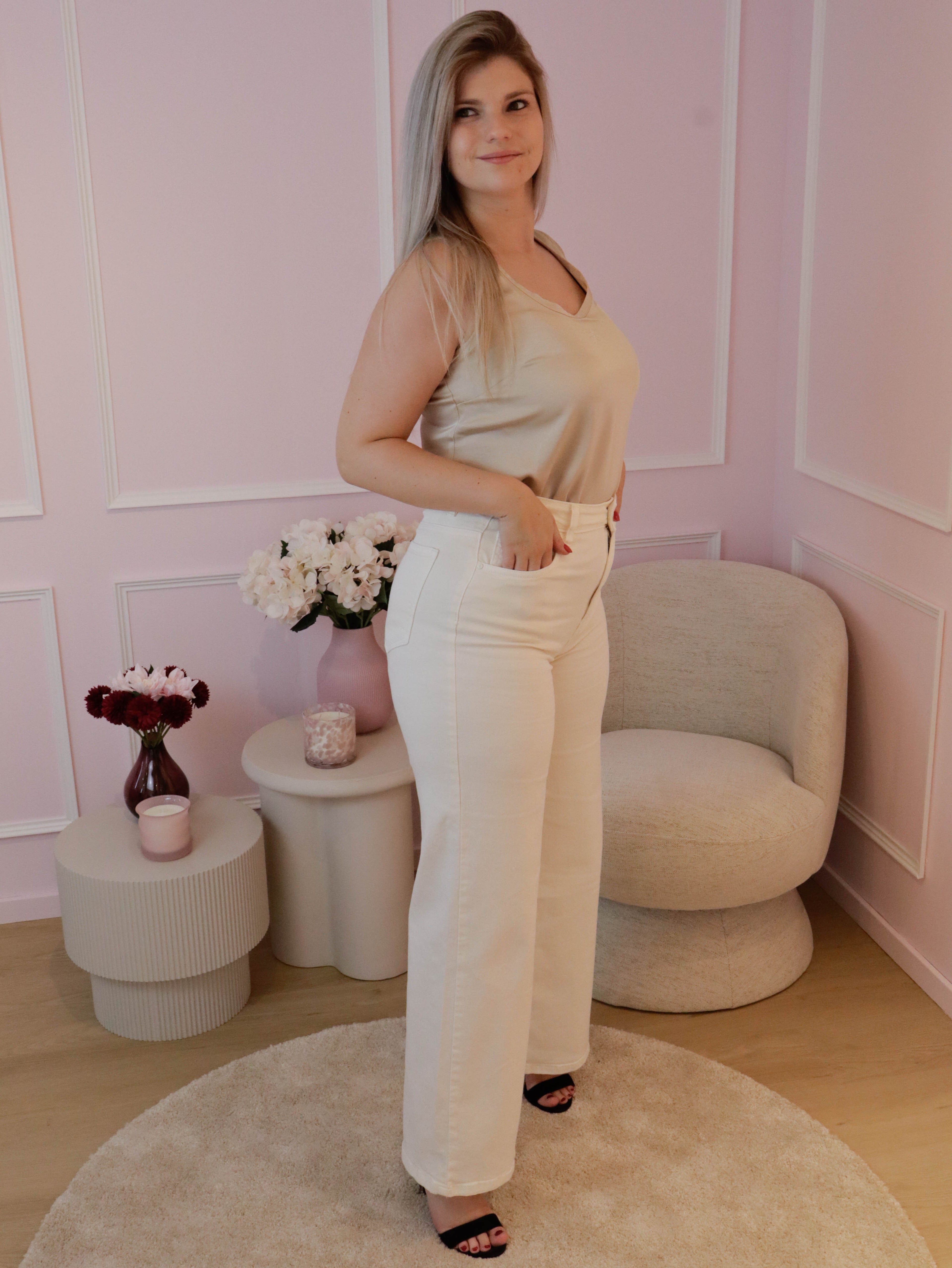 Beige Wide Fit Jeans