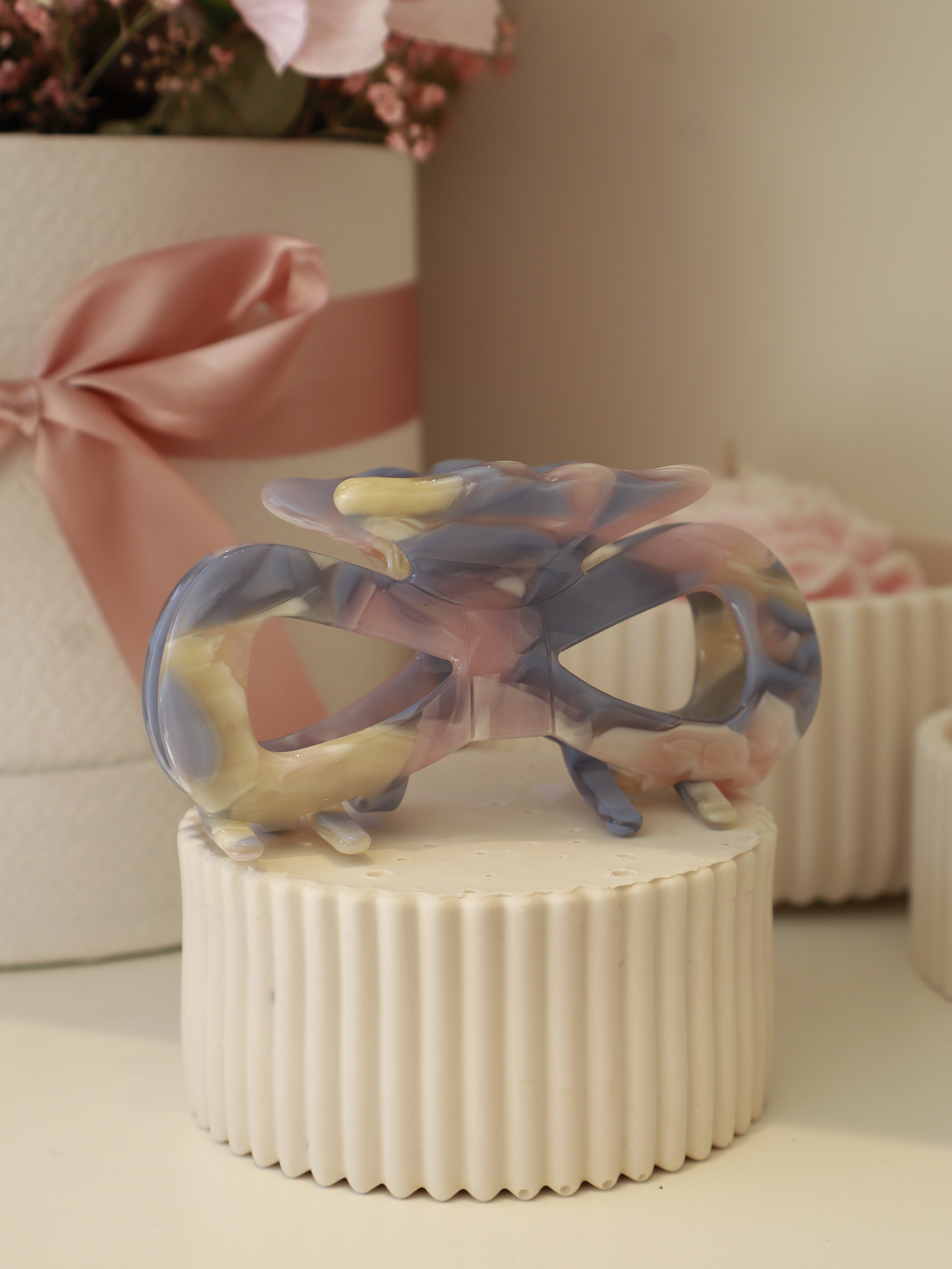 Marmer Pastel Blauw-Roze Bowie Clip