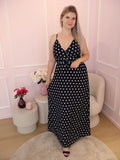 Navy Elea Polka Dot Dress