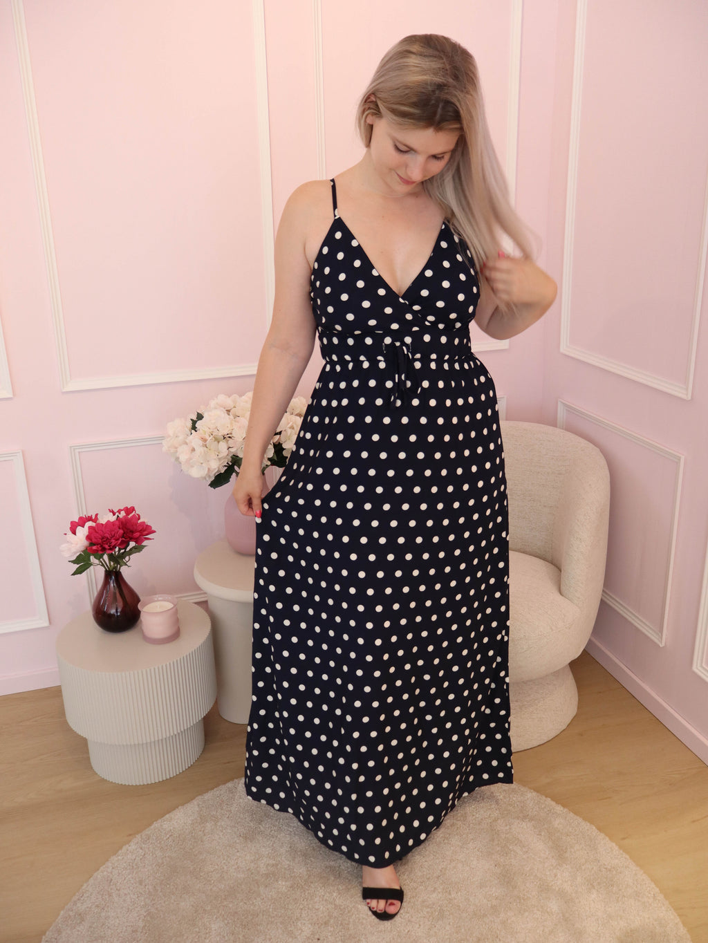 Navy Elea Polka Dot Dress