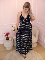 Navy Elea Polka Dot Dress