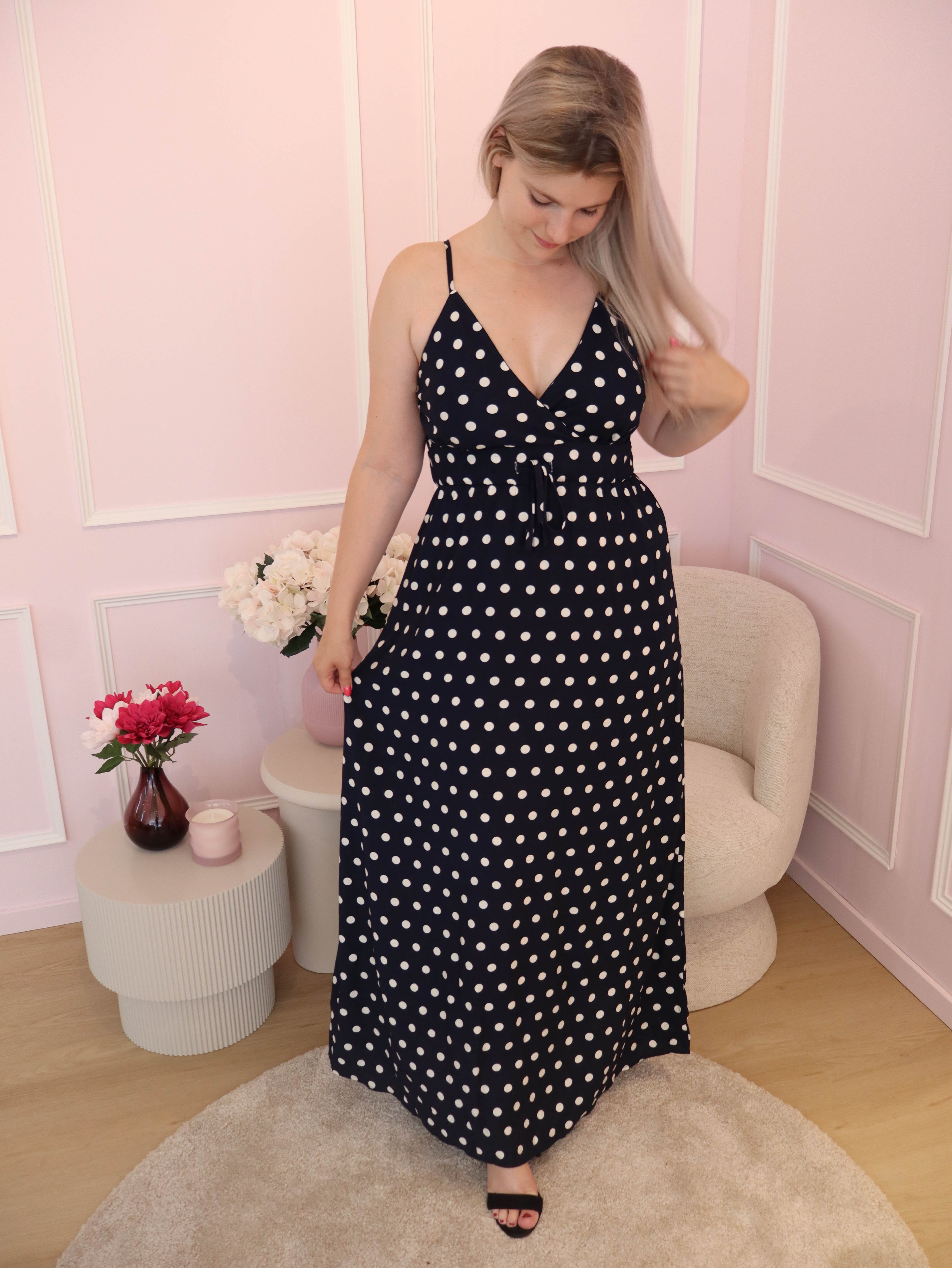 Navy Elea Polka Dot Dress