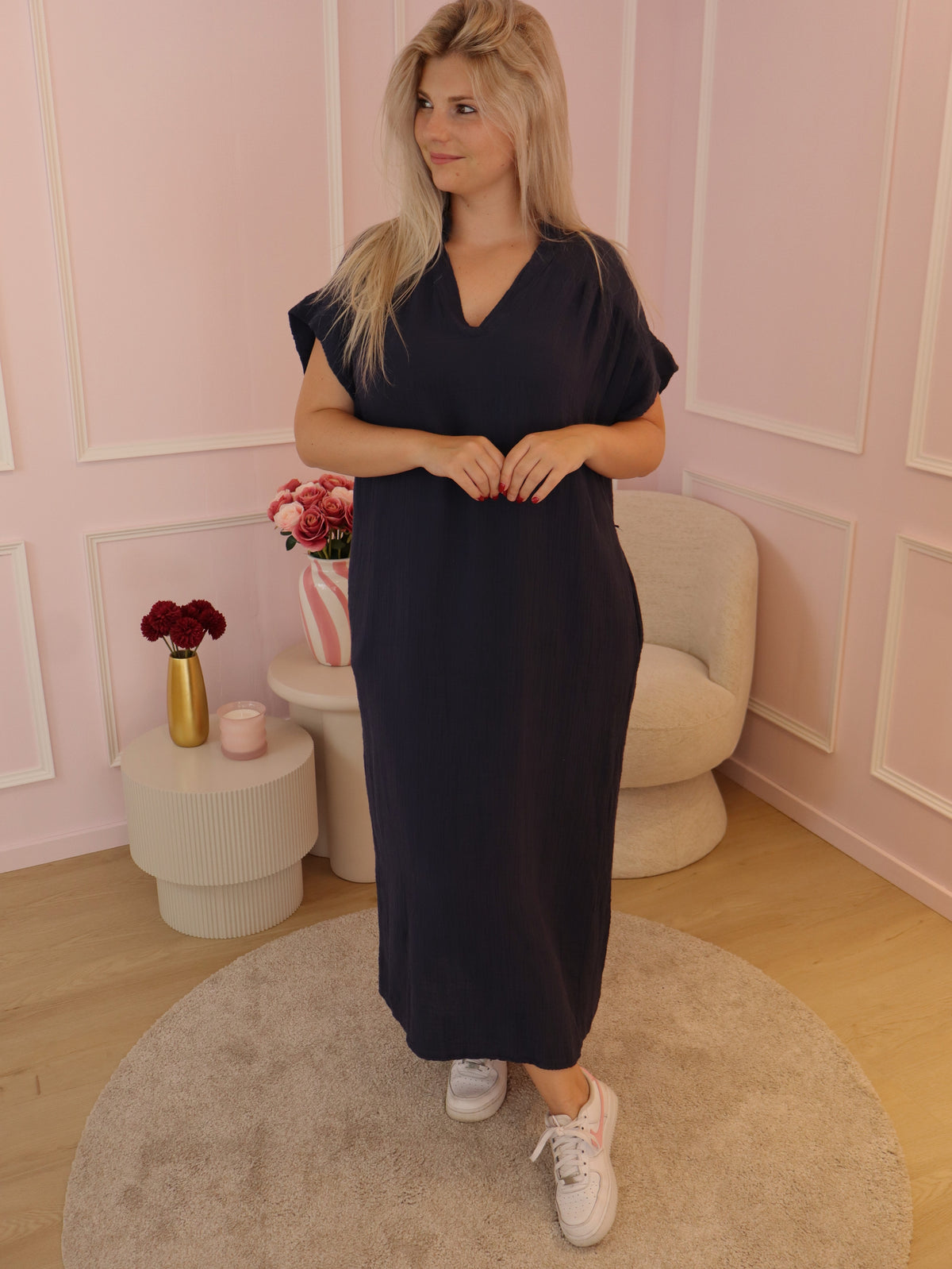 Navy Long Dafny Dress
