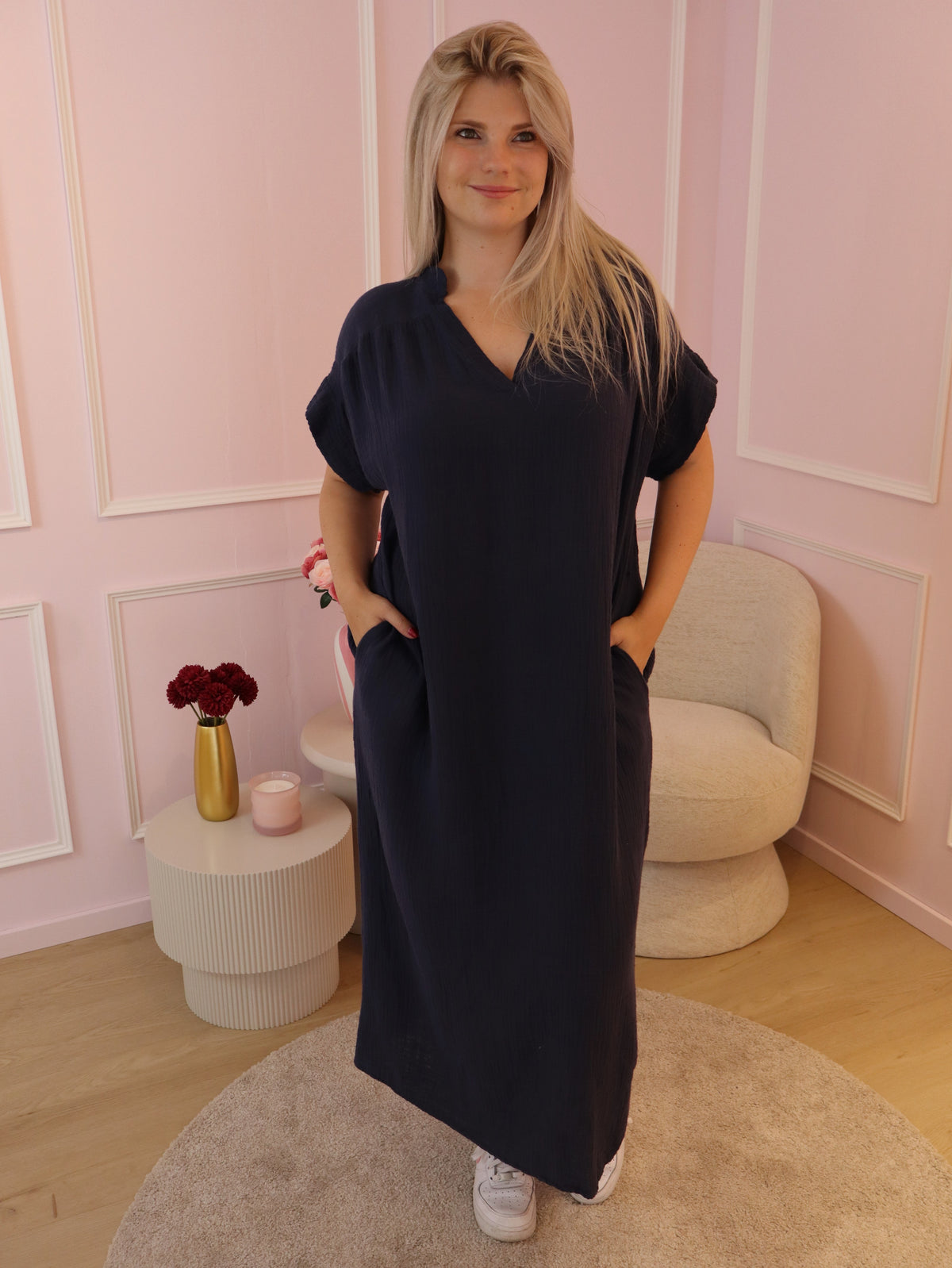 Navy Long Dafny Dress
