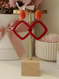 Orange-Fuchsia Diamond Earring
