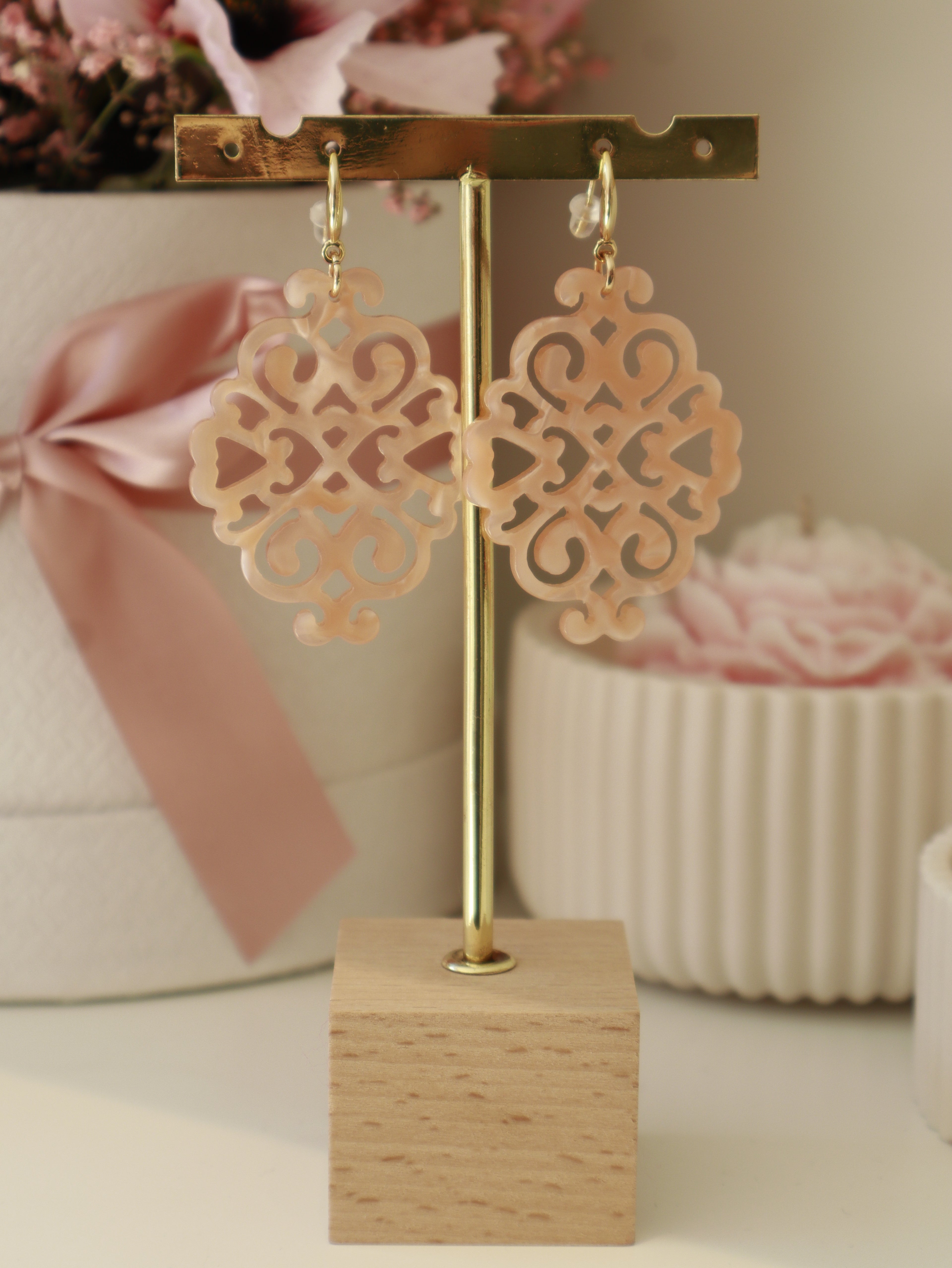 Orange Heart Earring