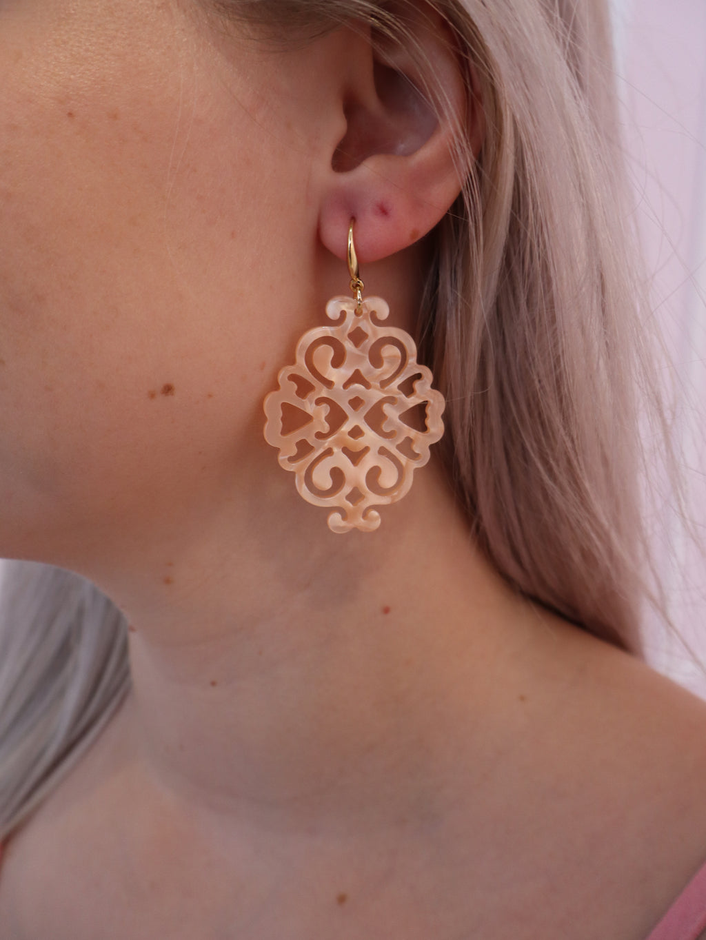 Orange Heart Earring