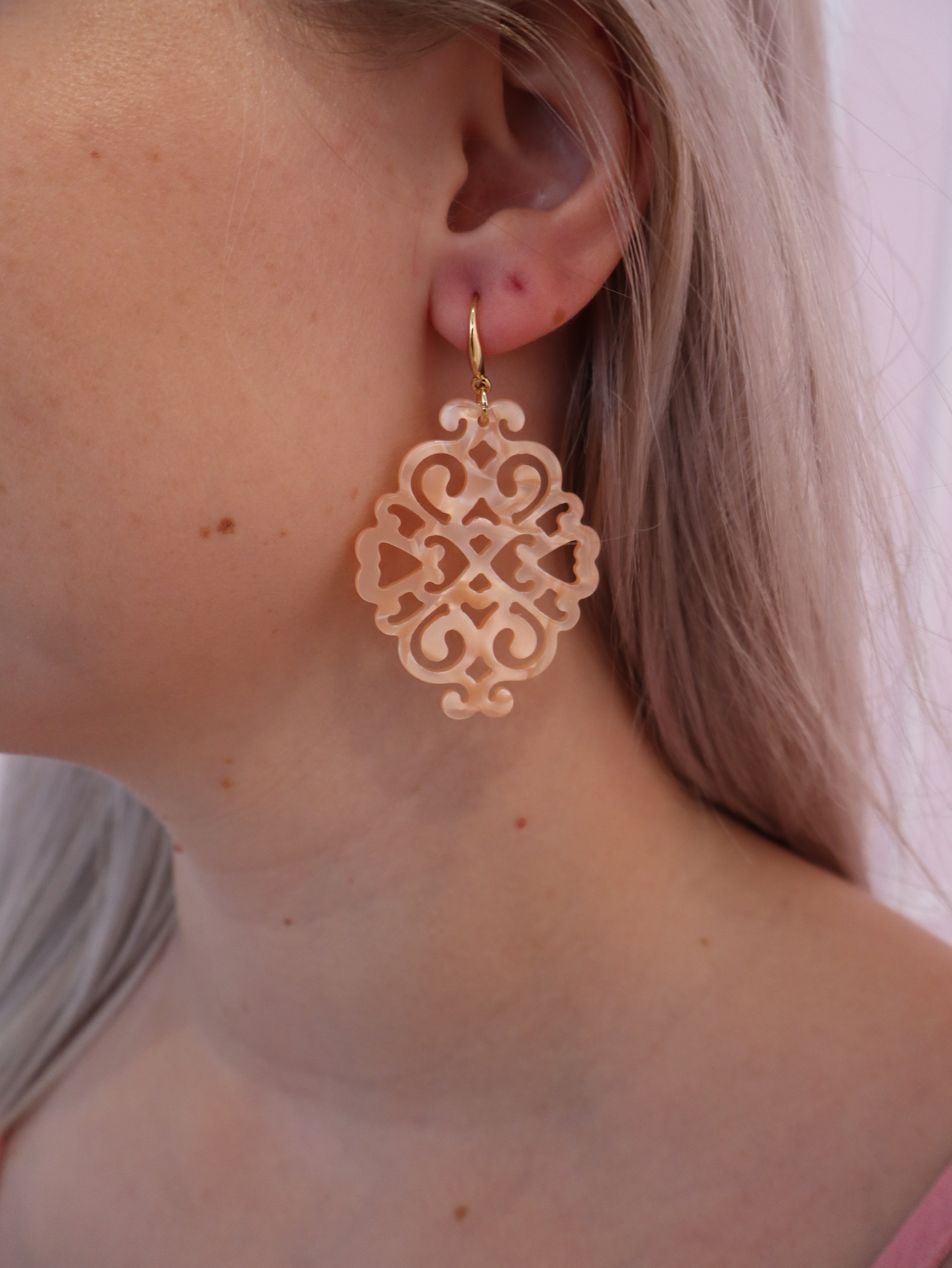 Orange Heart Earring