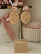 Orange Marble Oval Earring