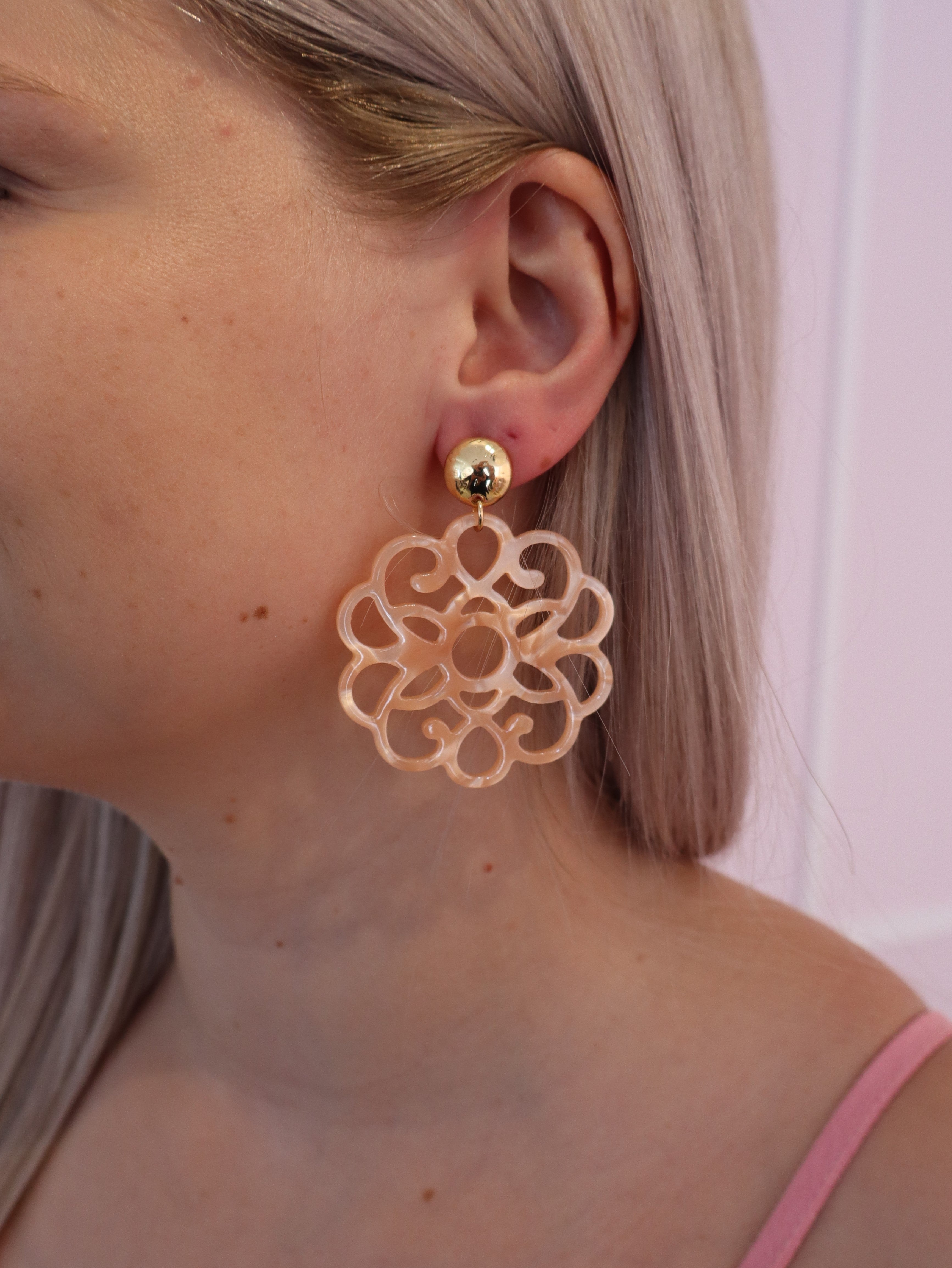 Orange Rosette Earring