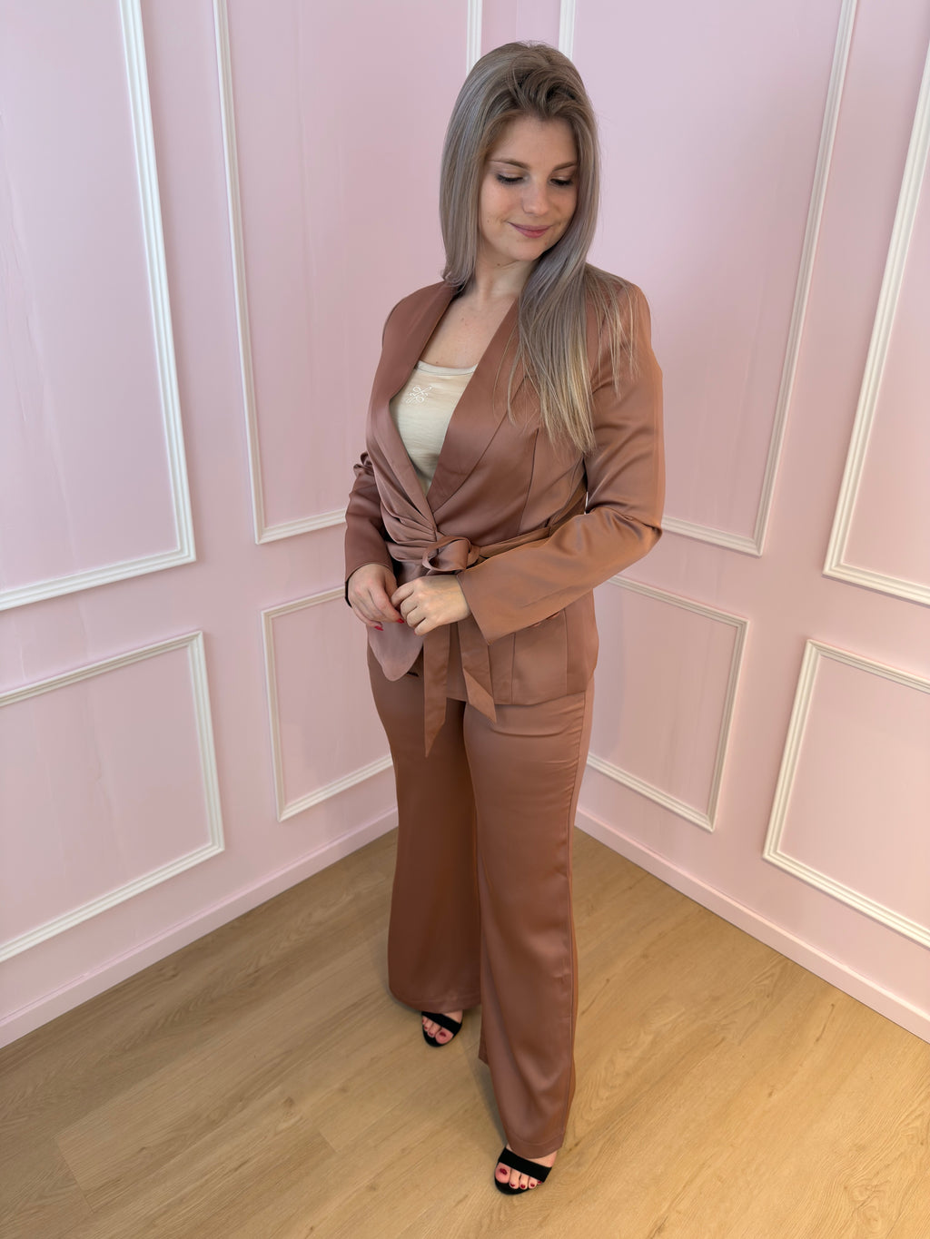Pink Satin Elena Blazer