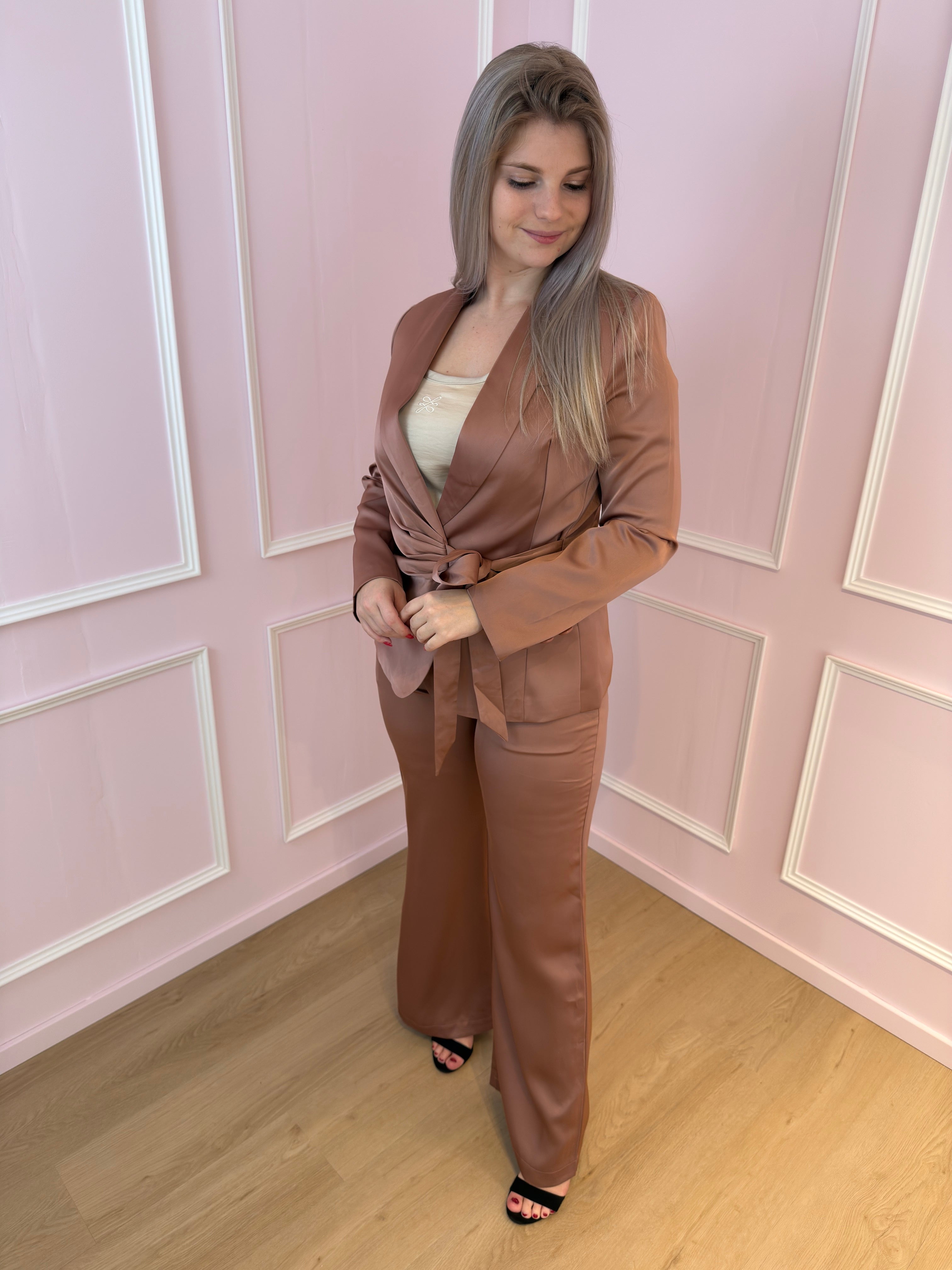 Pink Satin Elena Blazer
