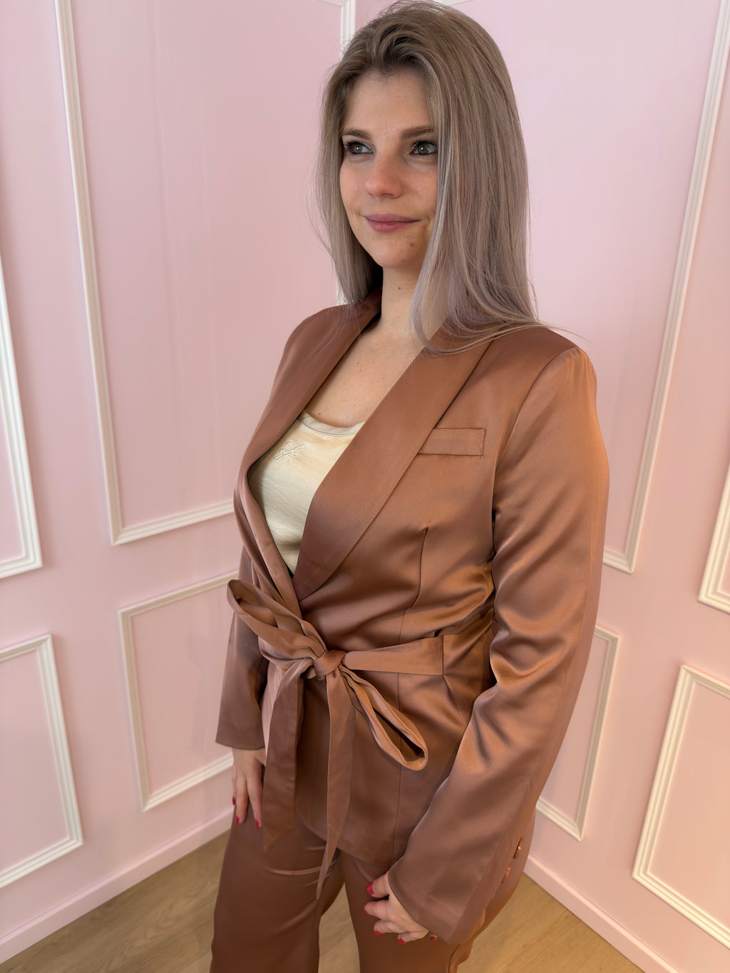Pink Satin Elena Blazer