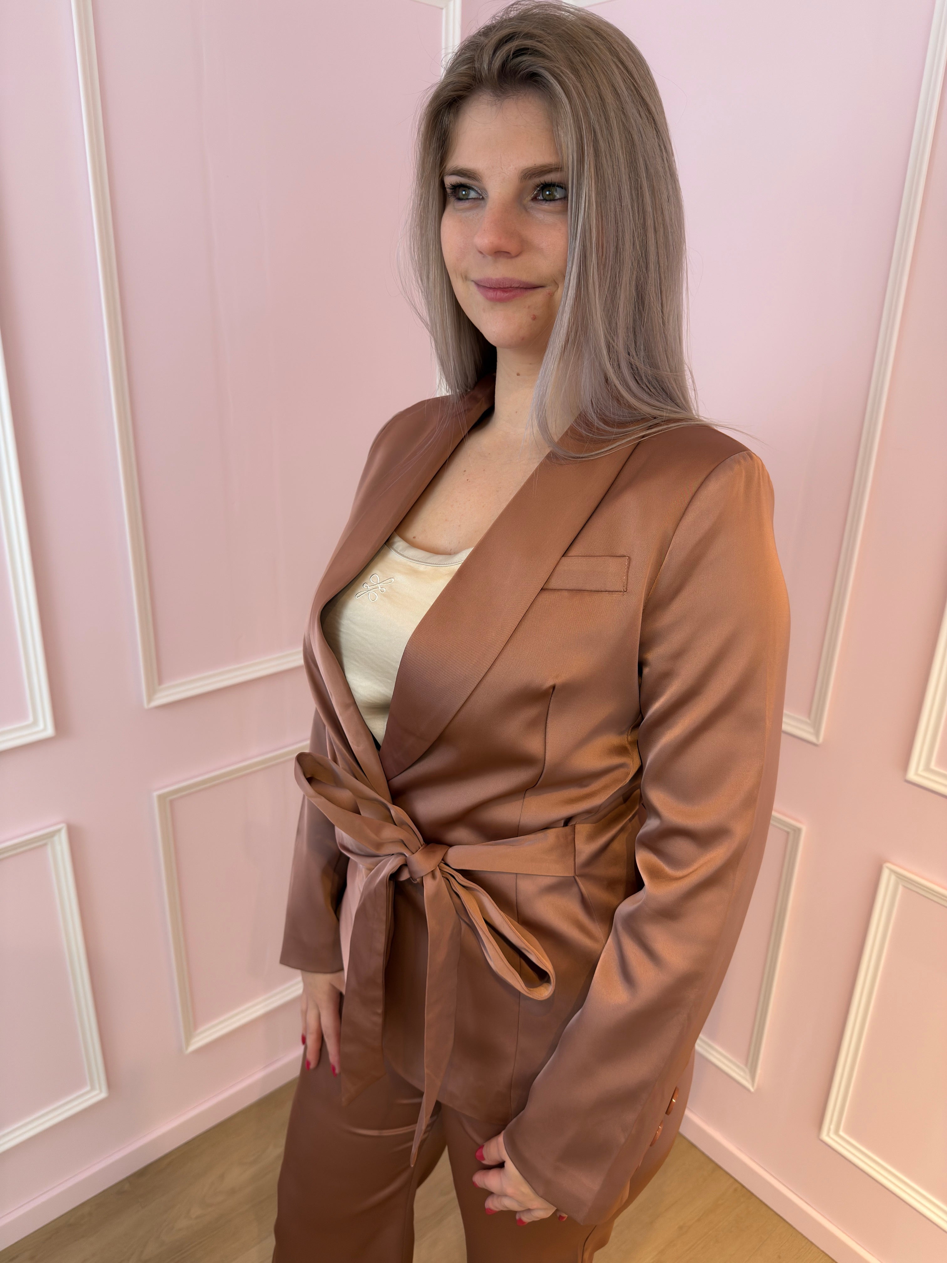 Pink Satin Elena Blazer