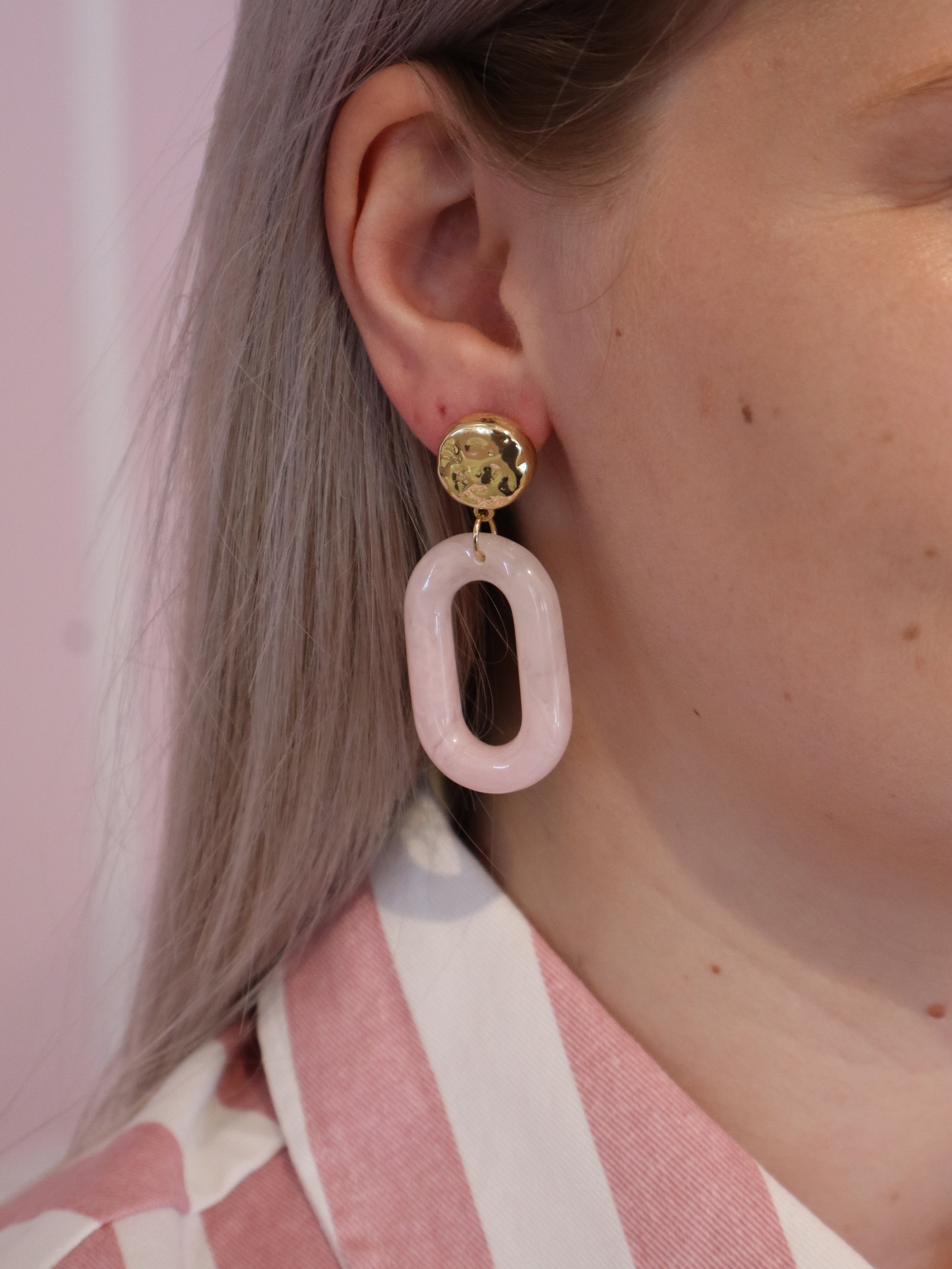 Pink Oval Earring