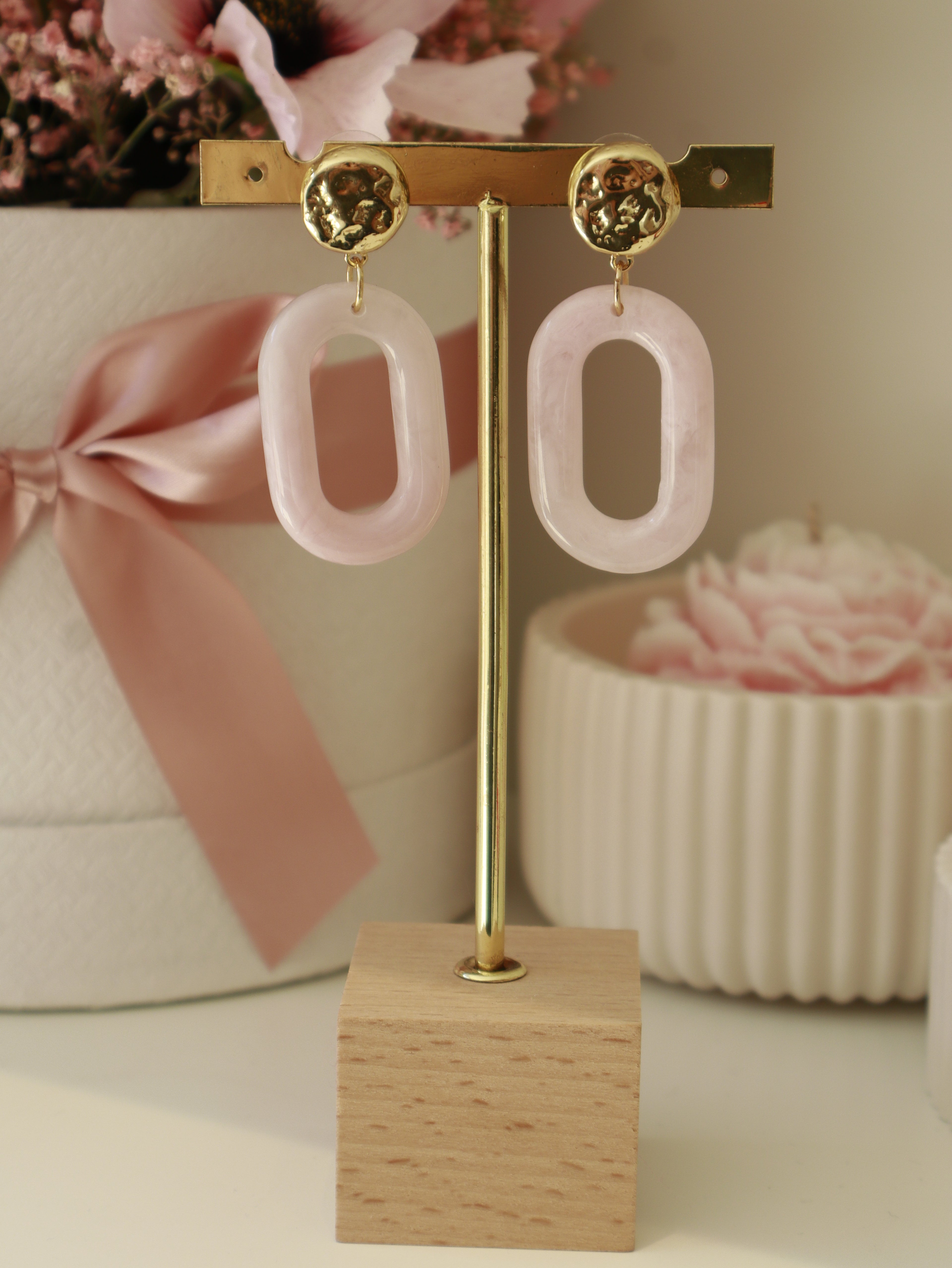 Pink Oval Earring