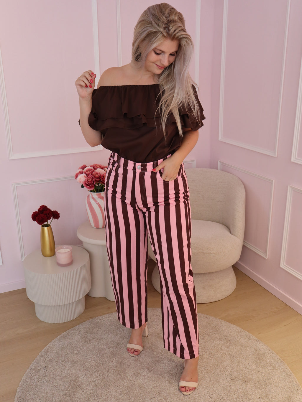 Pink & Brown Ava Jeans